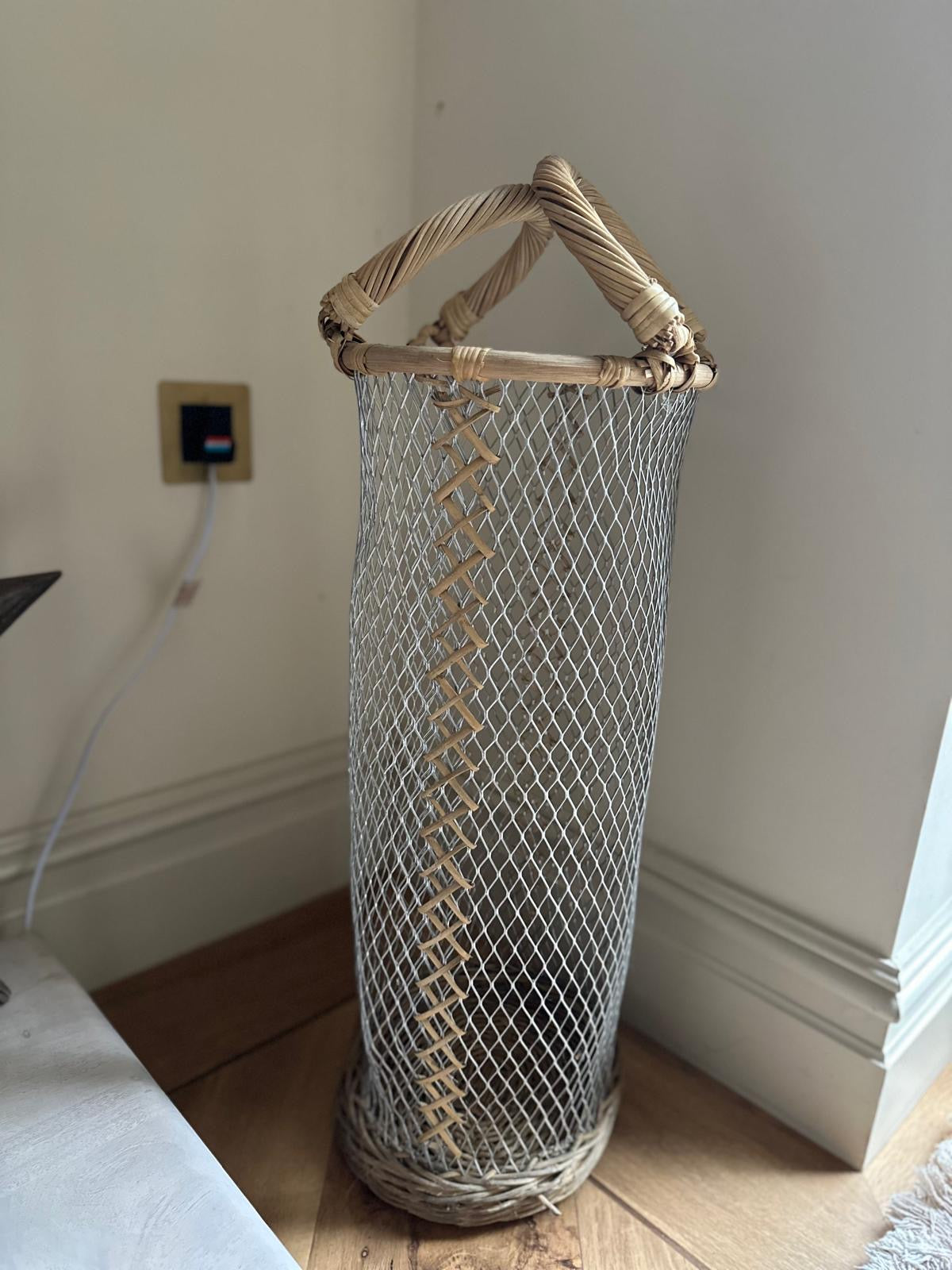 vintage basket umbrella stand lots of detail
