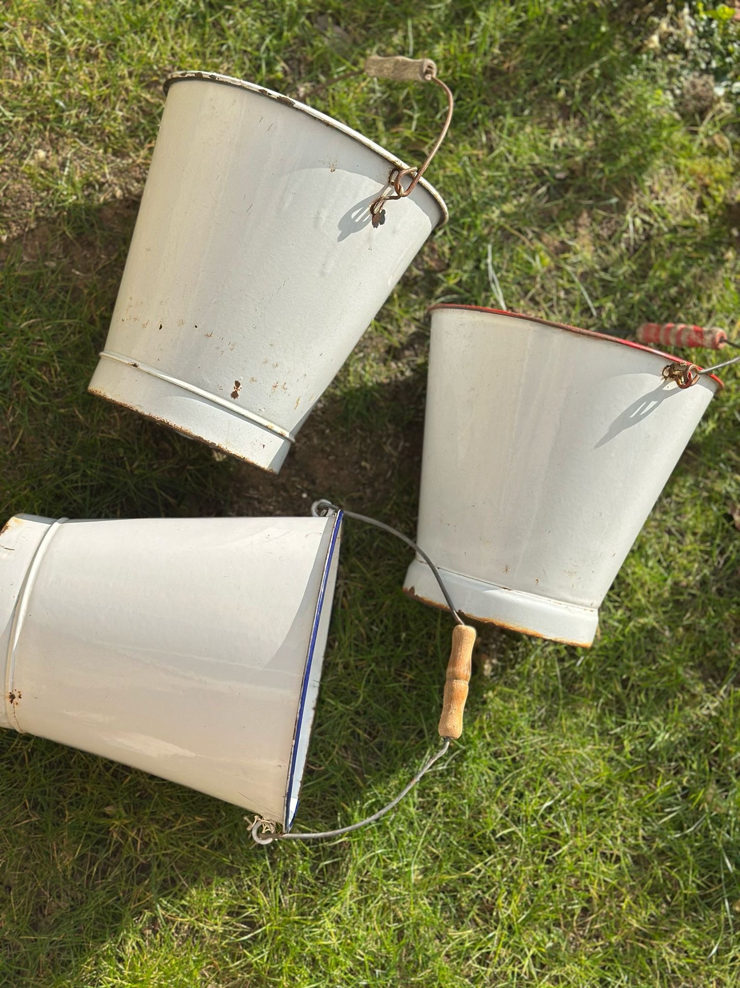 French enamel bucket - planter herbs 🪴