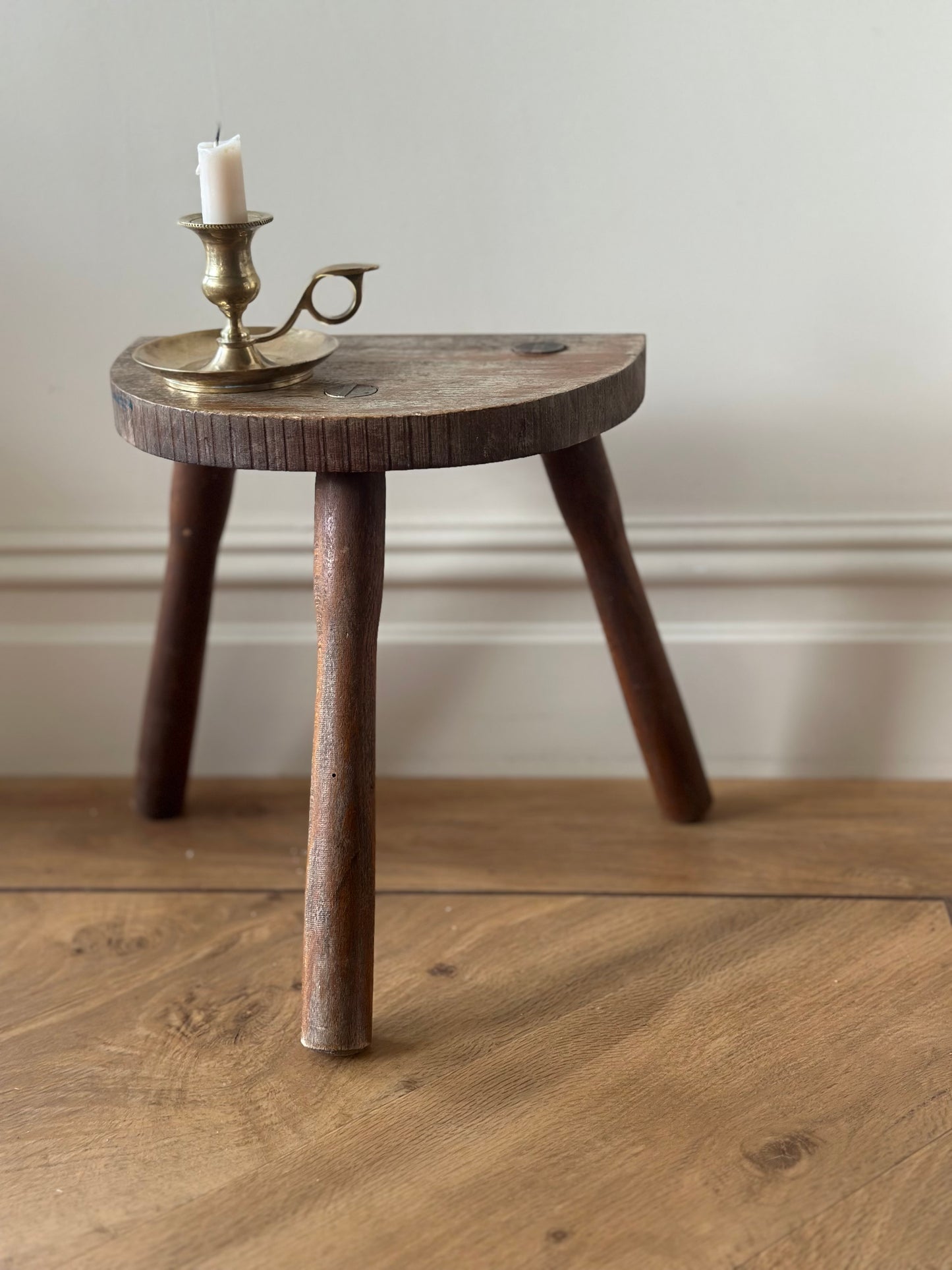 Vintage French half moon stool hand made