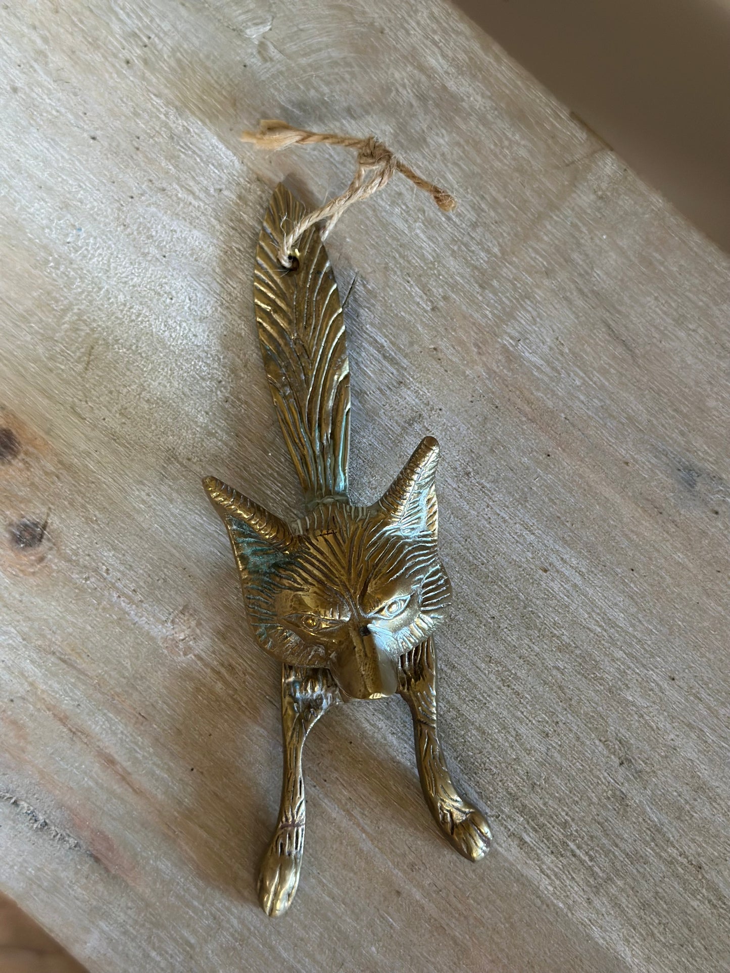 Vintage brass fox door knocker