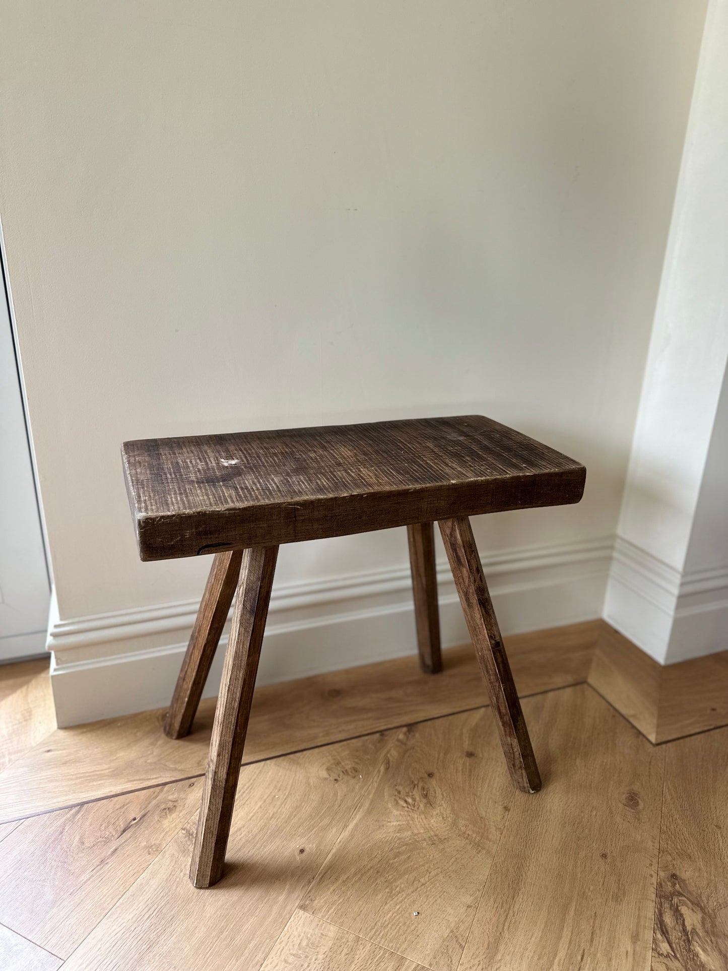 Reclaimed dark wood large hall bench stool