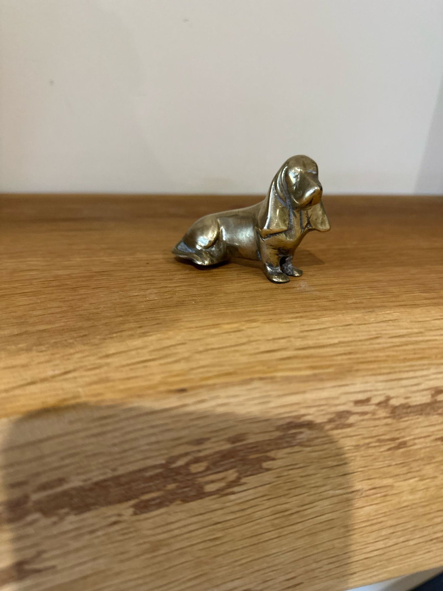 basset hound vintage brass paperweight