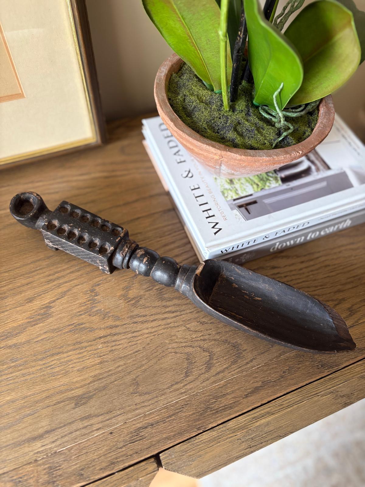 Vintage wooden tribal art spoon scoop for styling