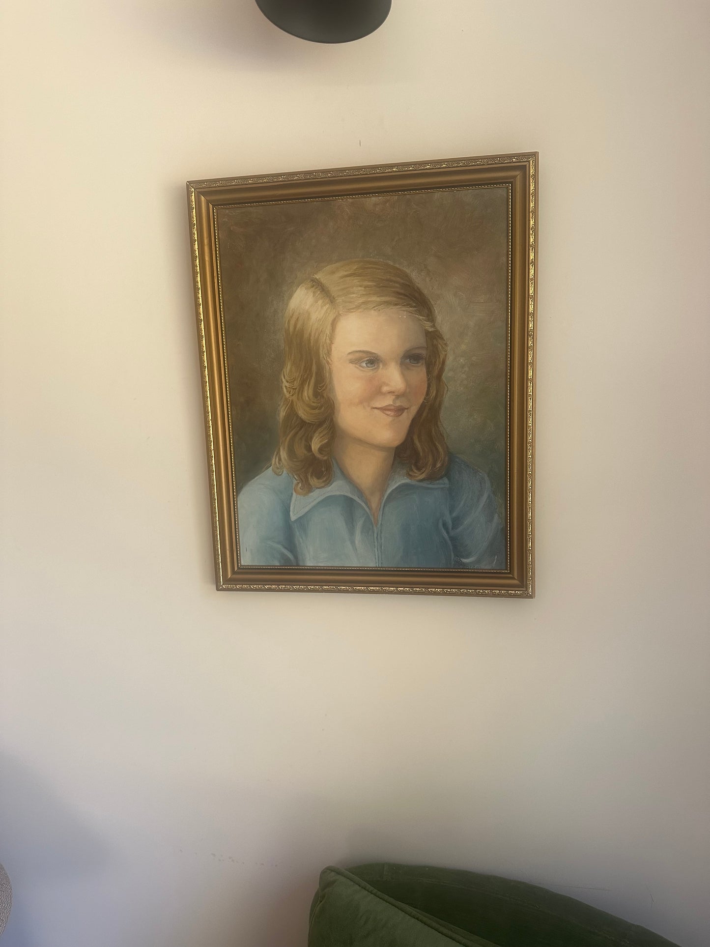 Vintage paint on board young girl signed framed