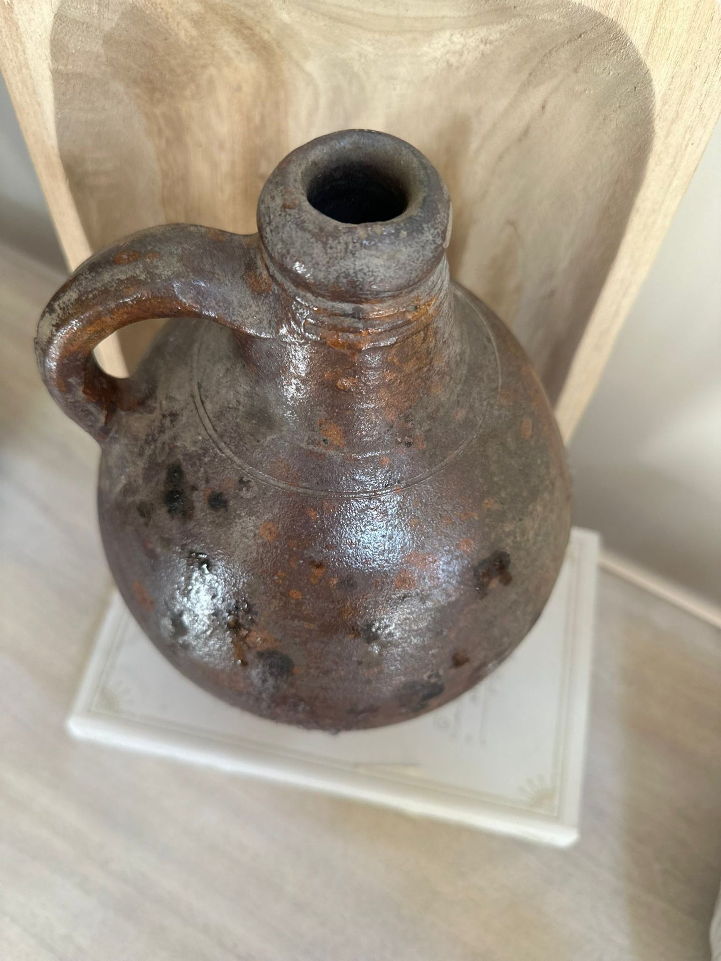 vintage large stoneware olive pot jug French