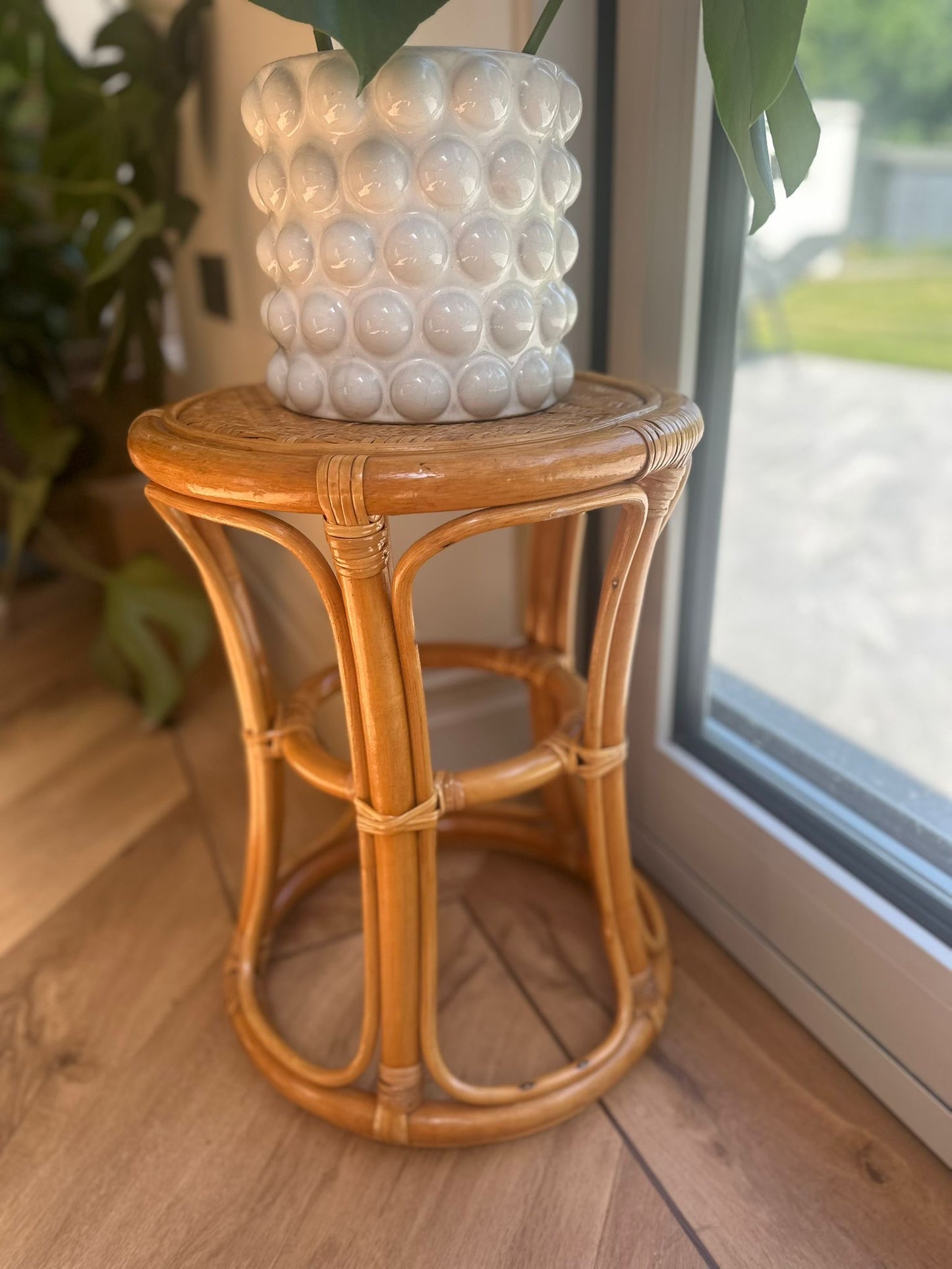 bamboo rattan style plant stand side table vintage