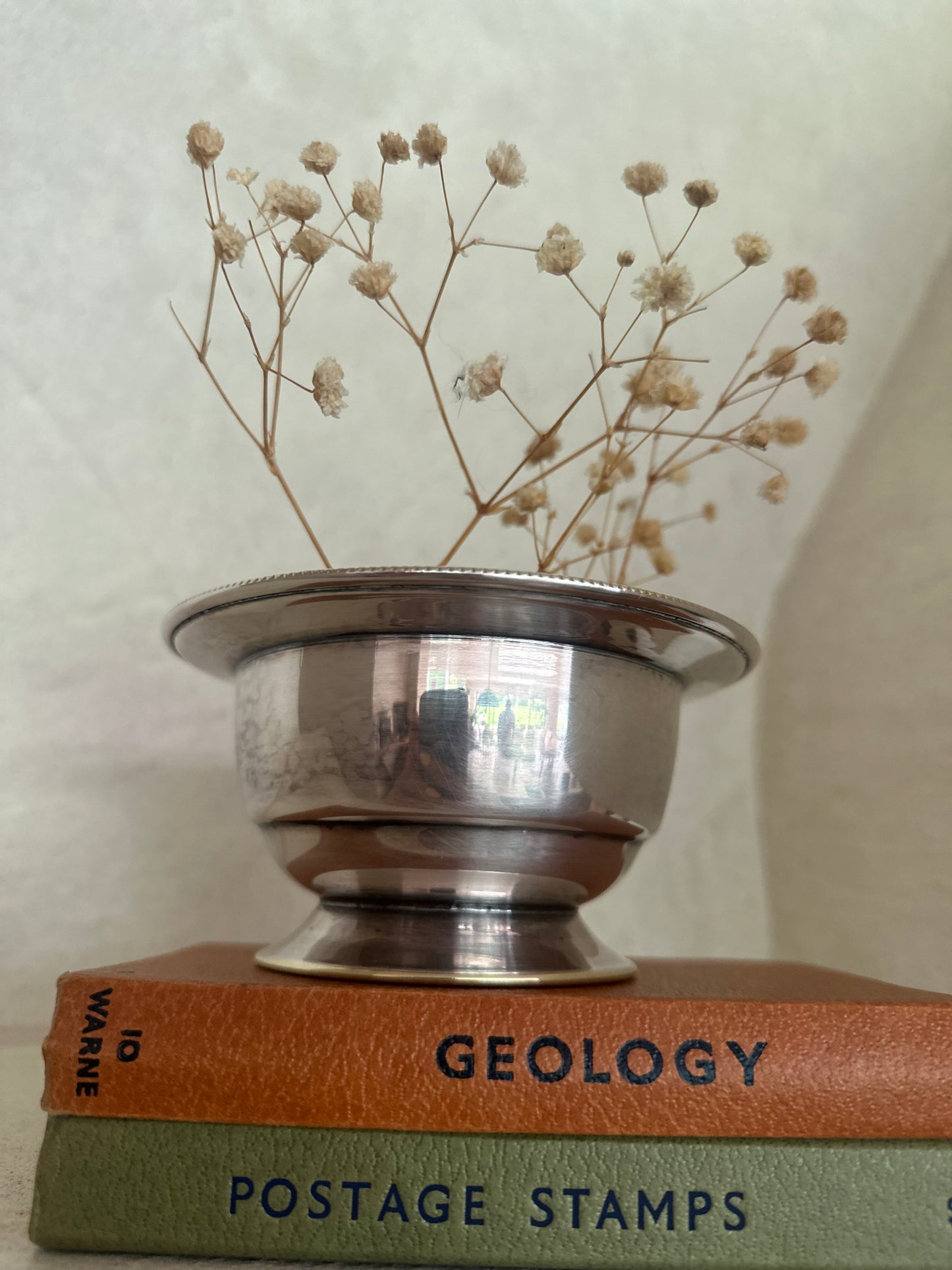 Vintage Silver flower frog bowl