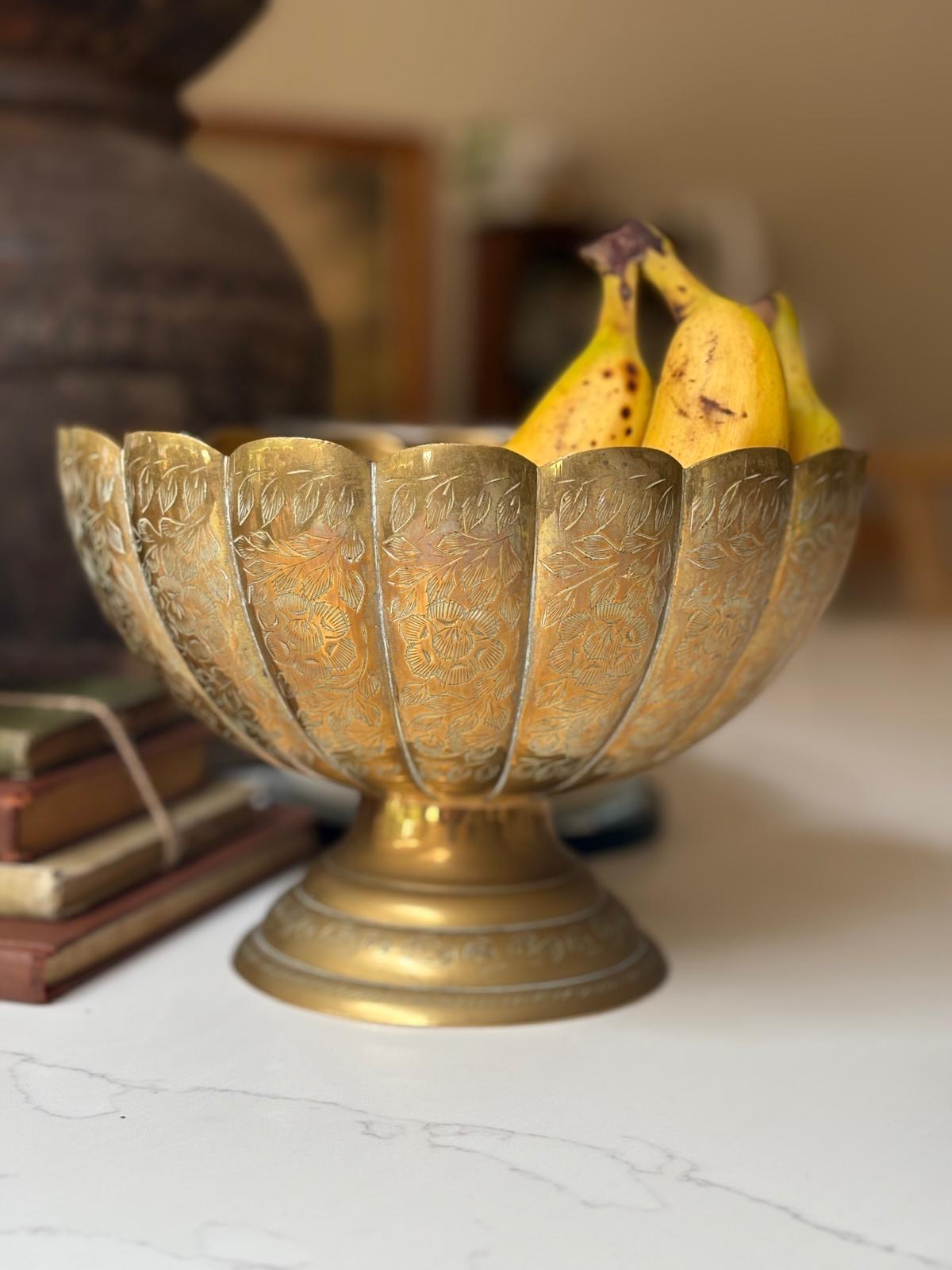 Vintage Brass scallop footed fruit bowl
