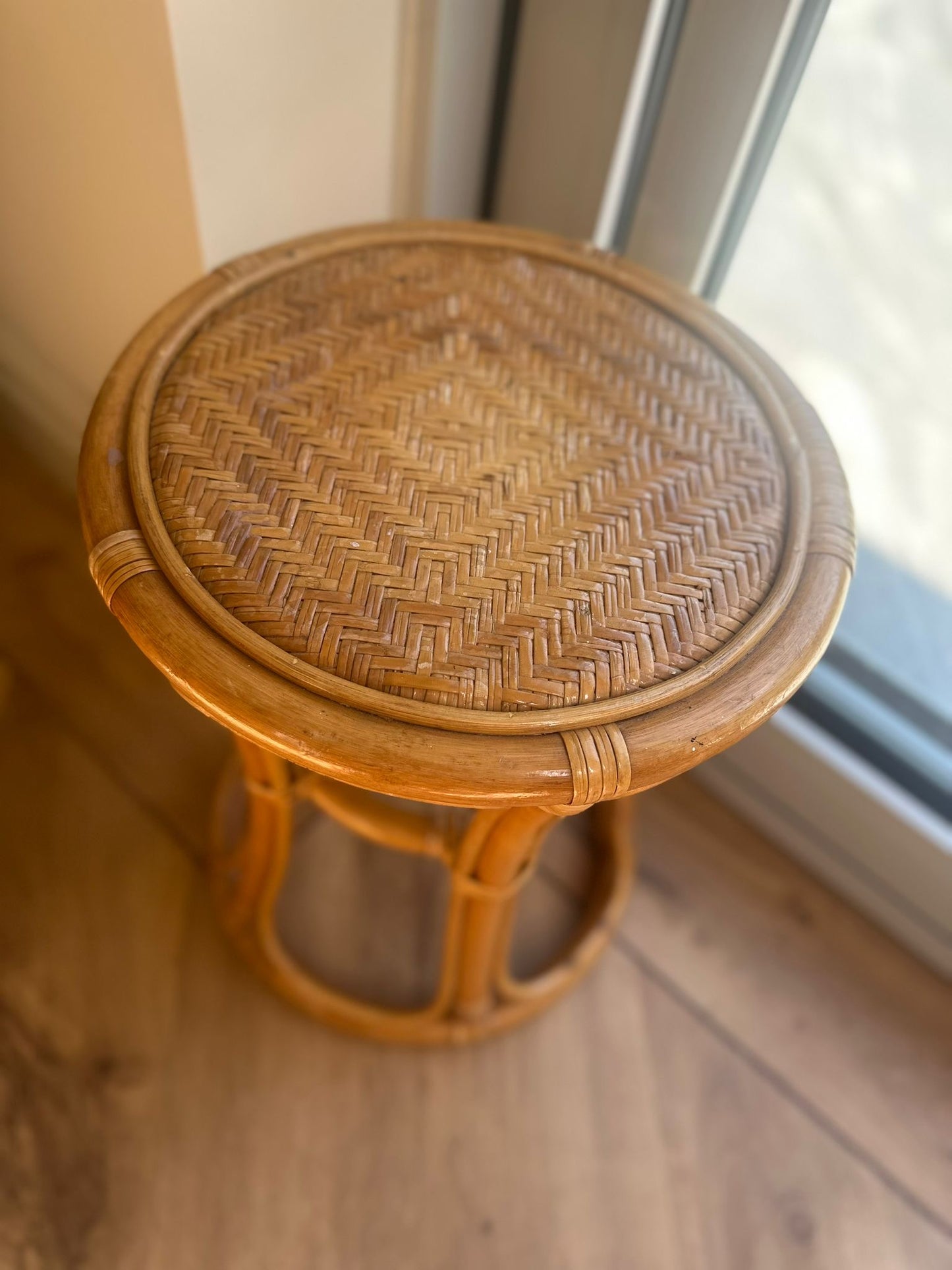bamboo rattan style plant stand side table vintage