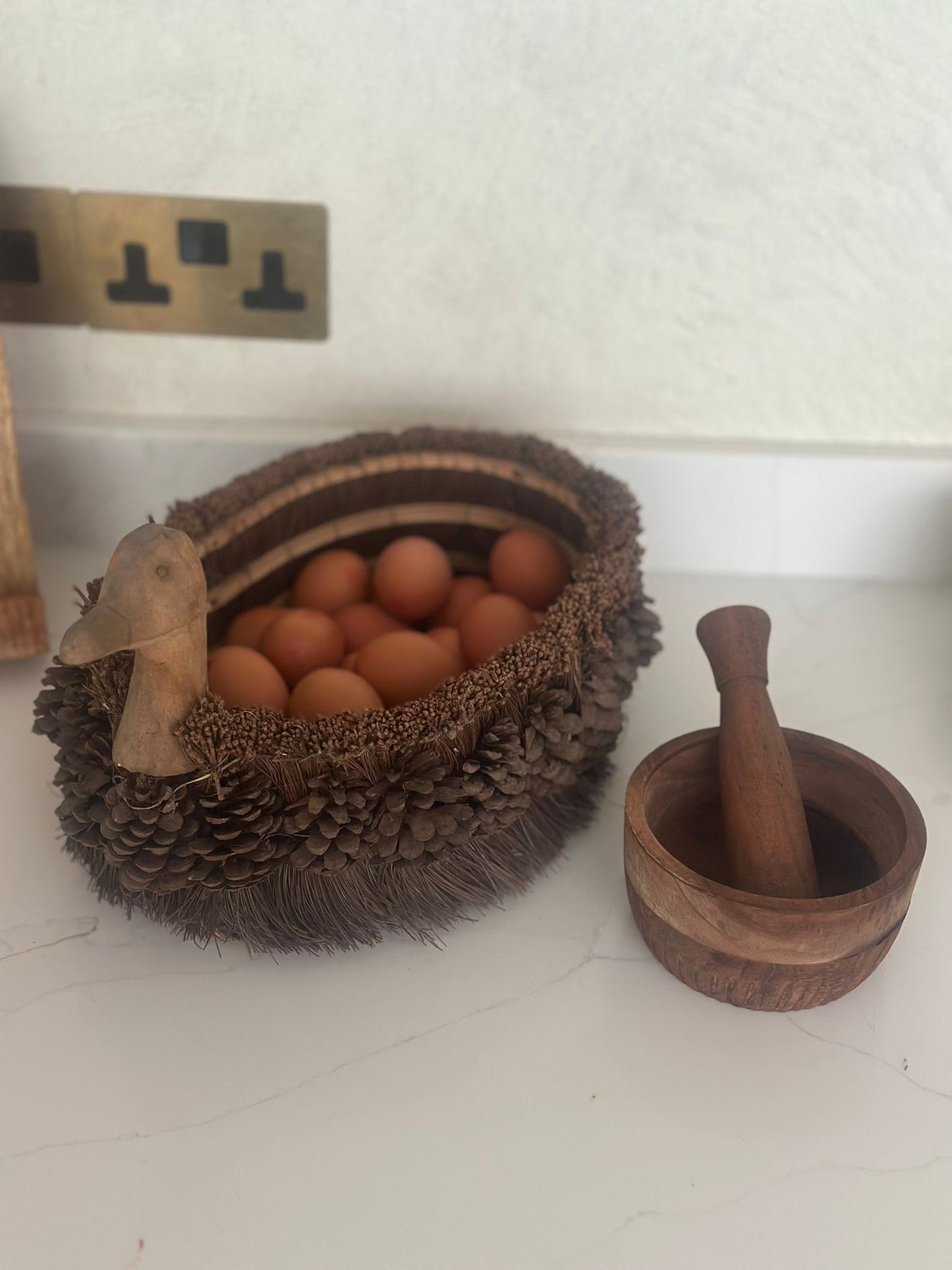 vintage folk art duck basket