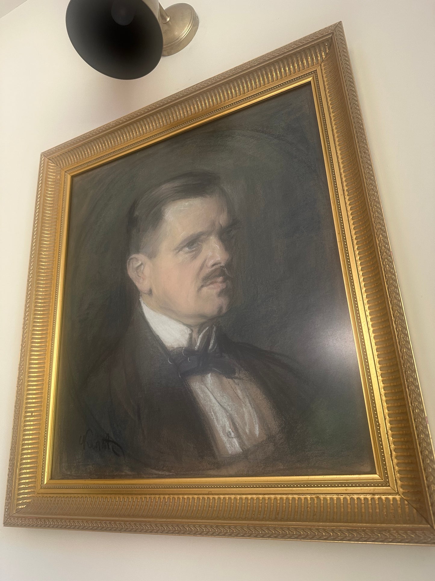 Large framed chalk / drawing signed framed