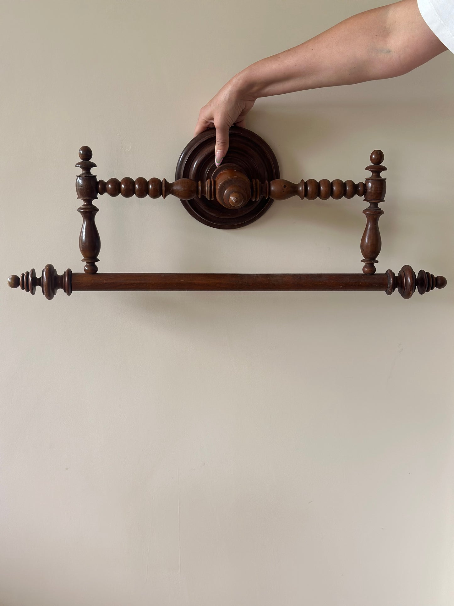 Rare - French bobbin towel rail