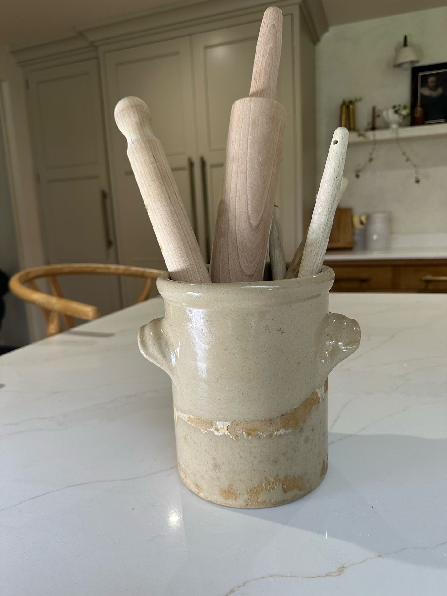 Vintage Stoneware Bread Crock, Salt Glazed Pot.