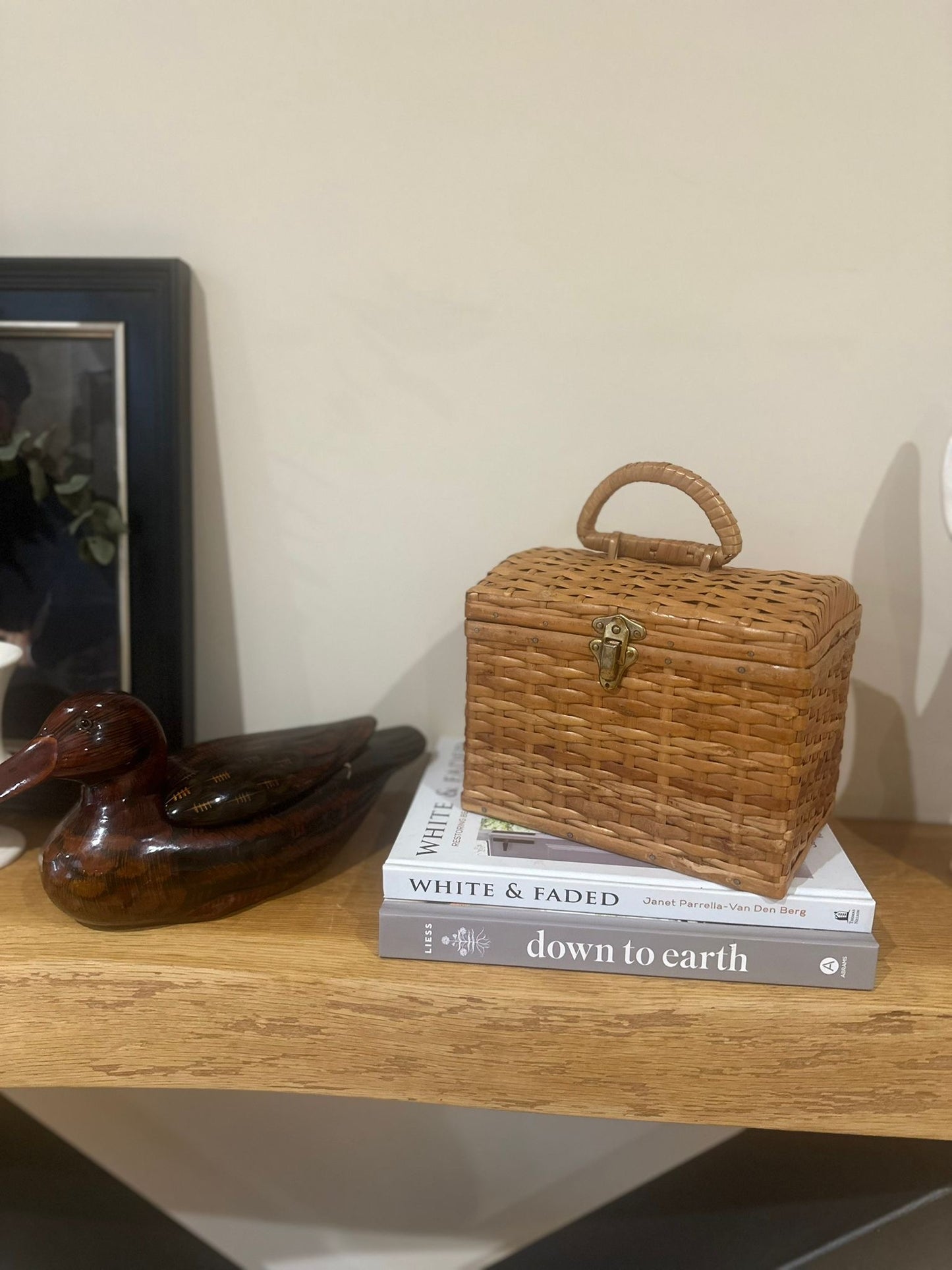 vintage wicker storage box - handbag French