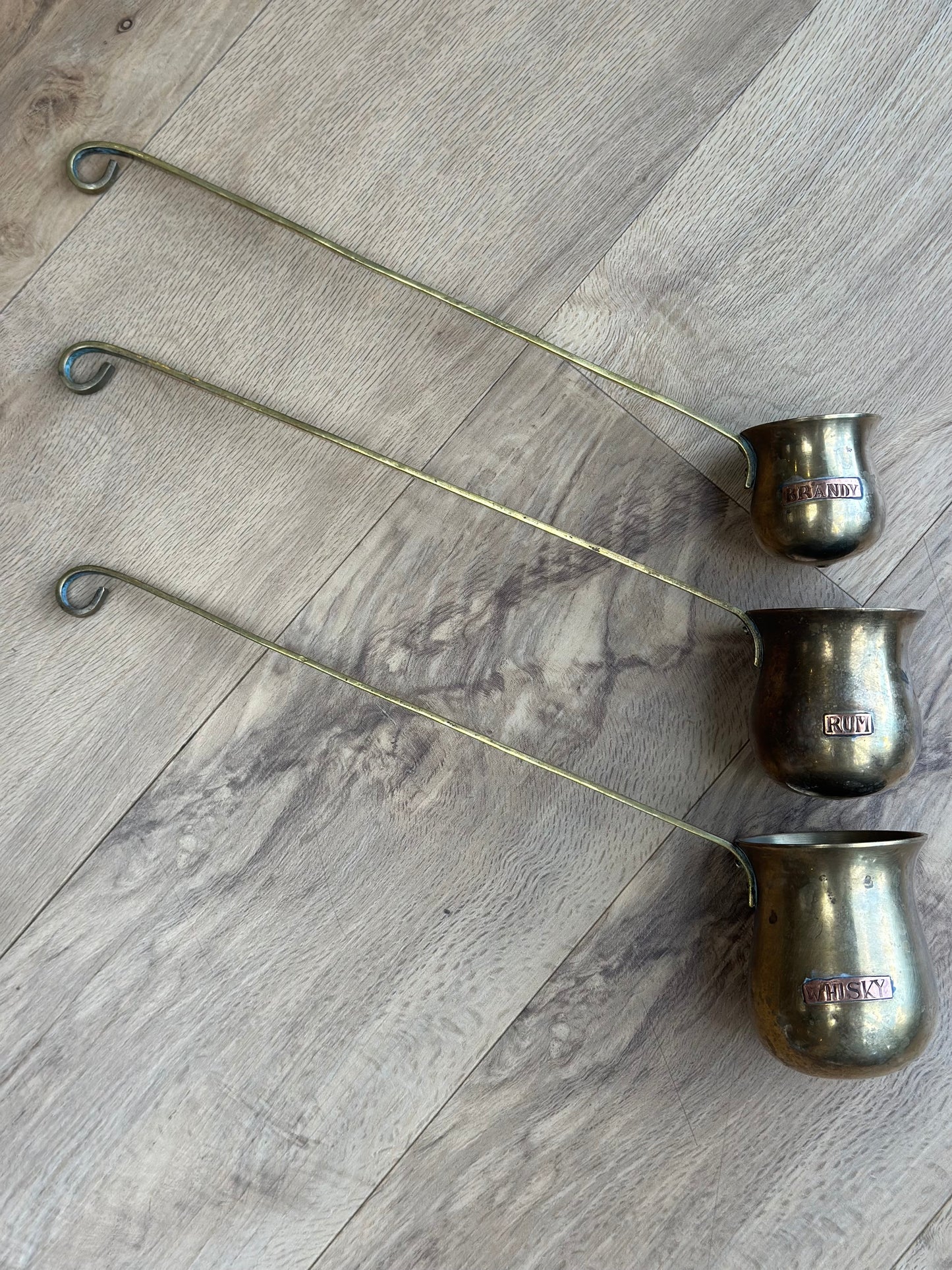 Vintage brass hanging measure cups