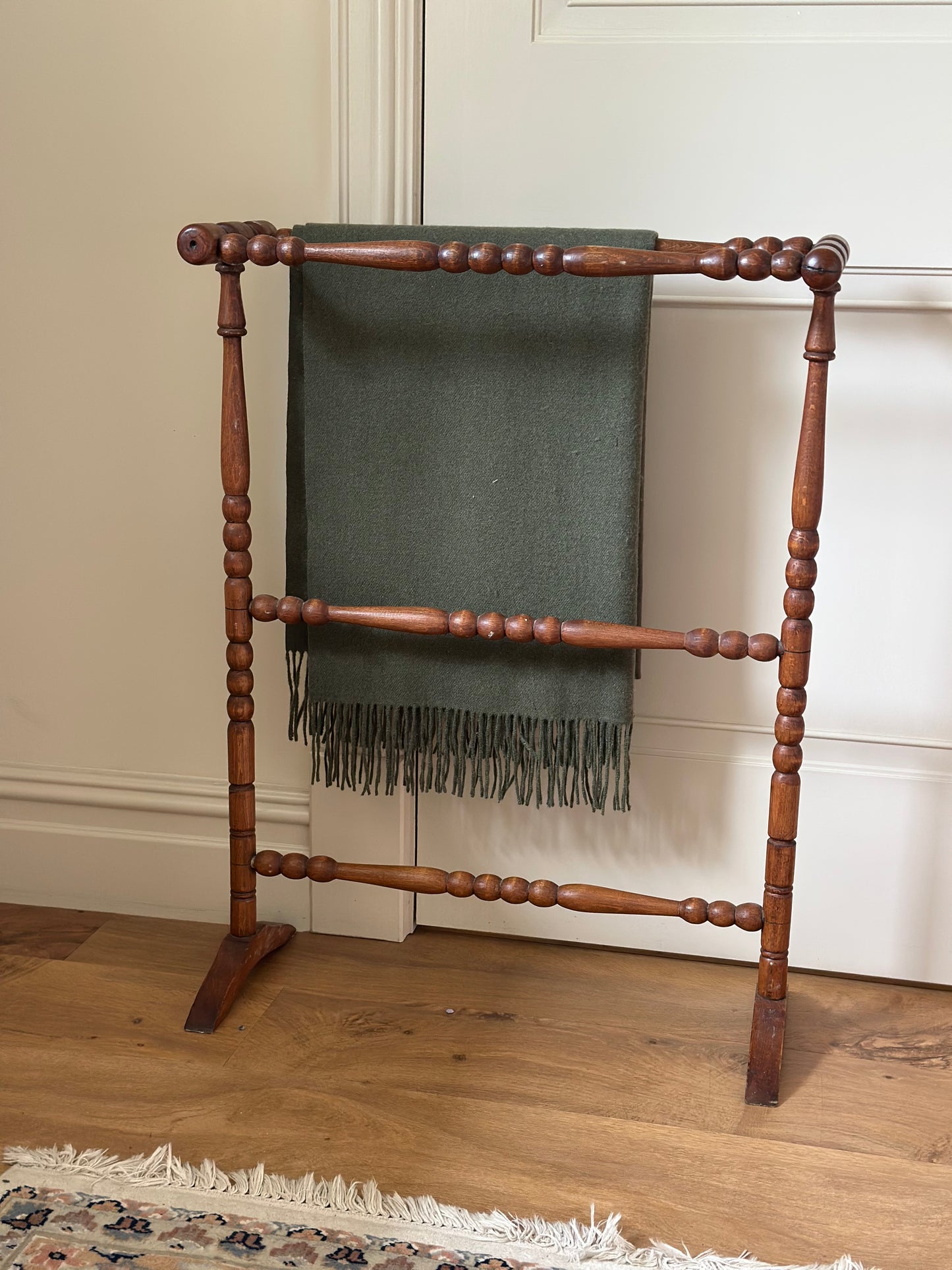Vintage French bobbin towel blanket rail
