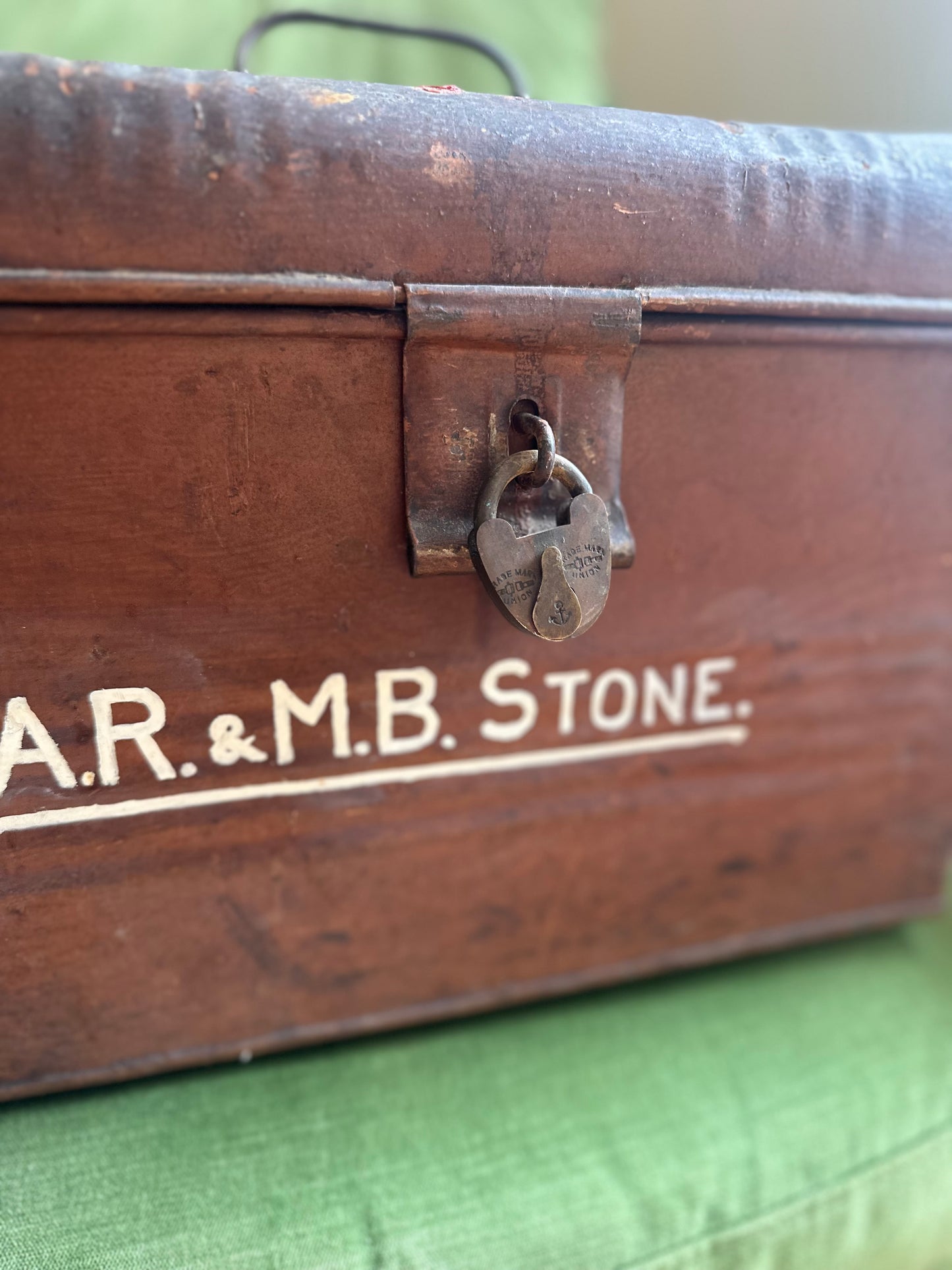 Rustic trunk possessions box locked Vintage