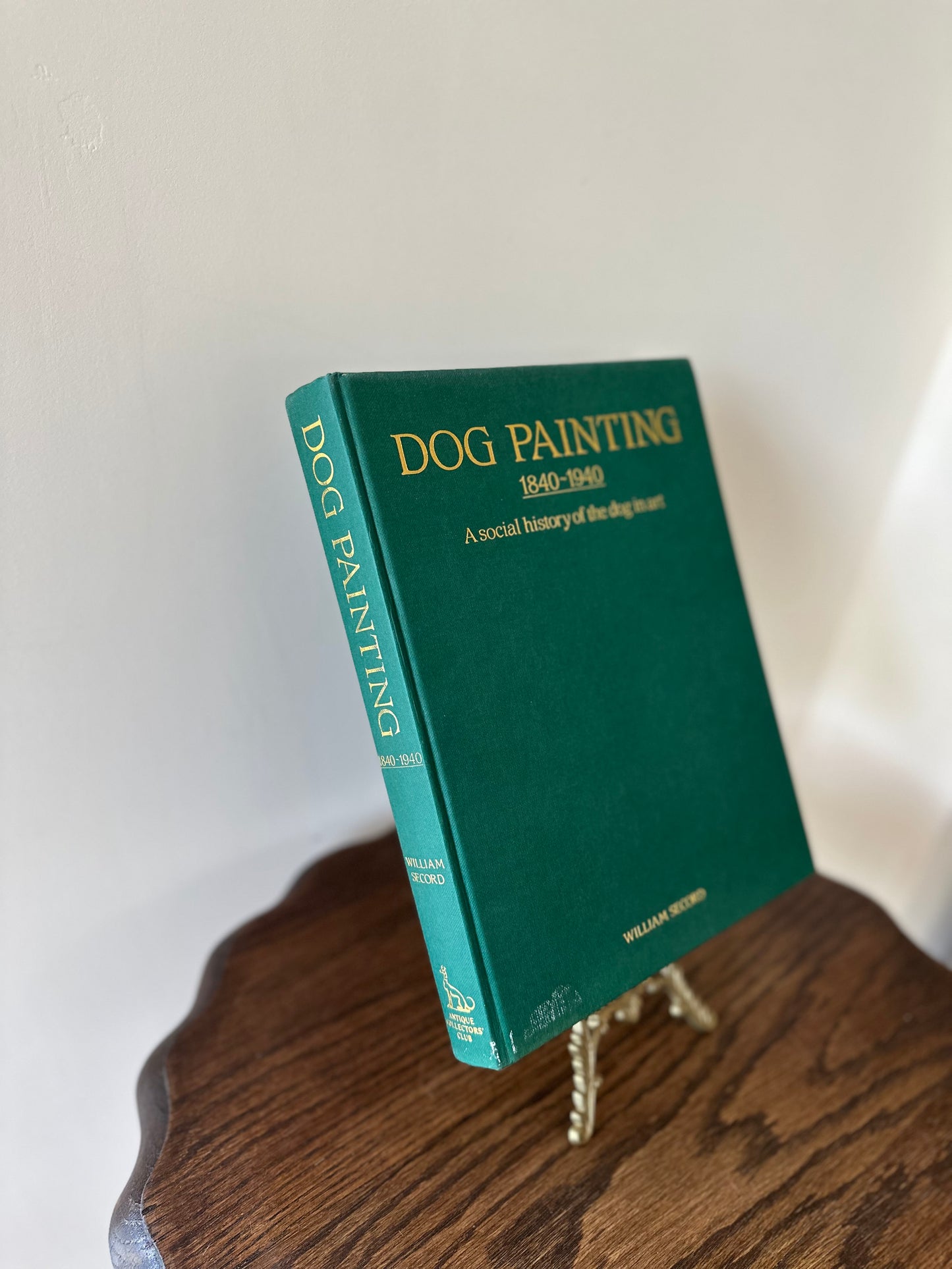 Dog painting vintage styling book green large