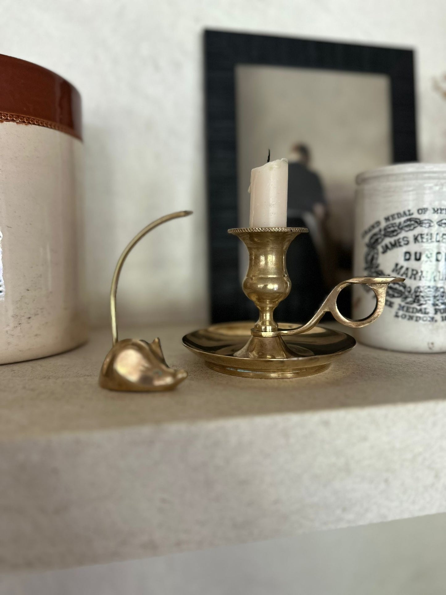 vintage brass chamberstick very heavy