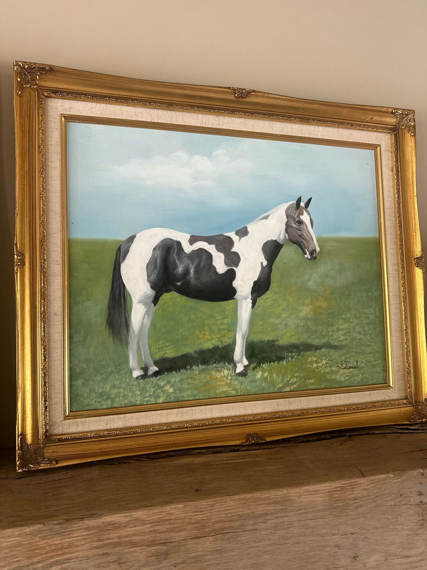 pair of framed horse π paintings signed