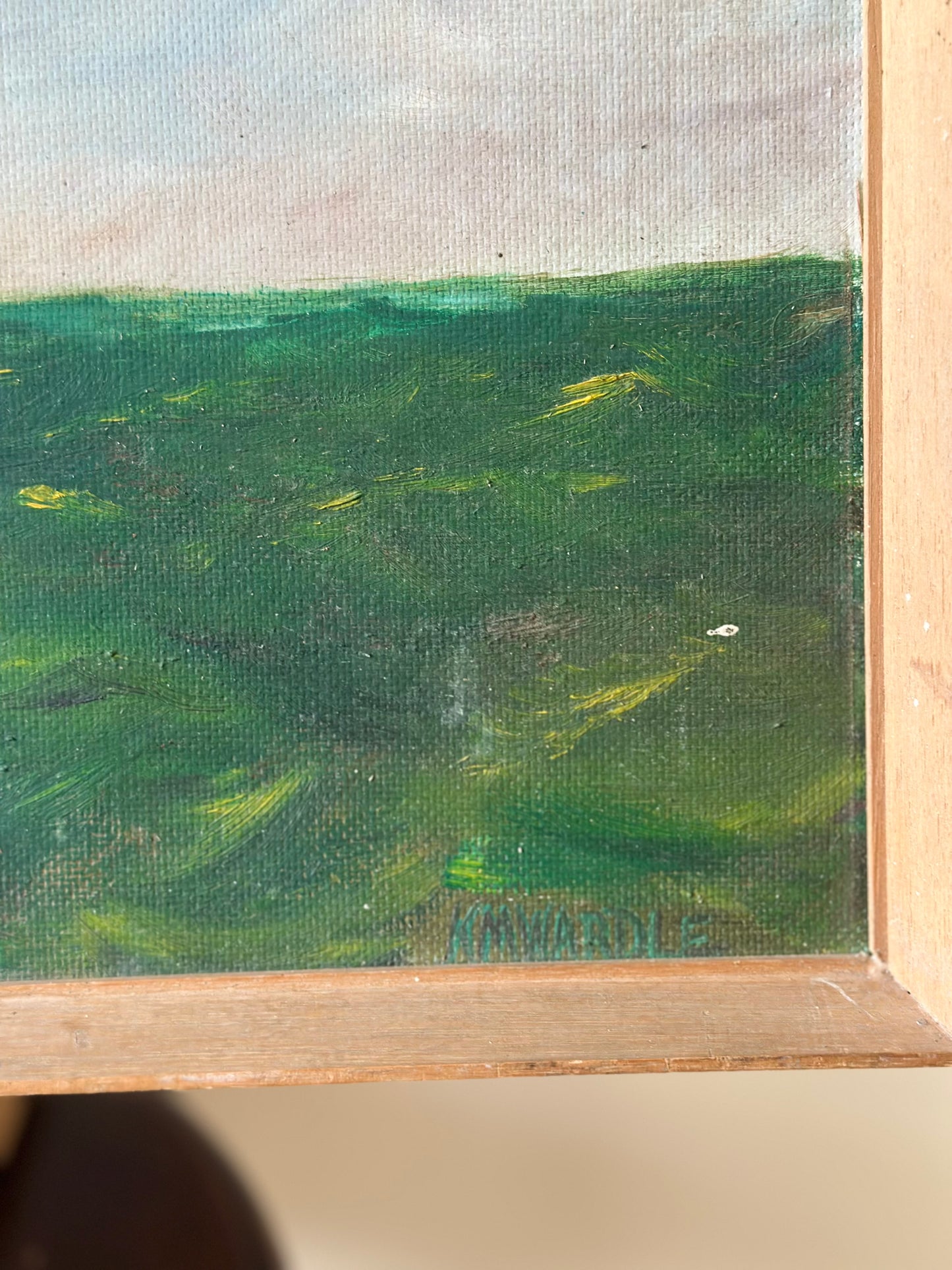 Vintage wall art oil on board signed framed - boat