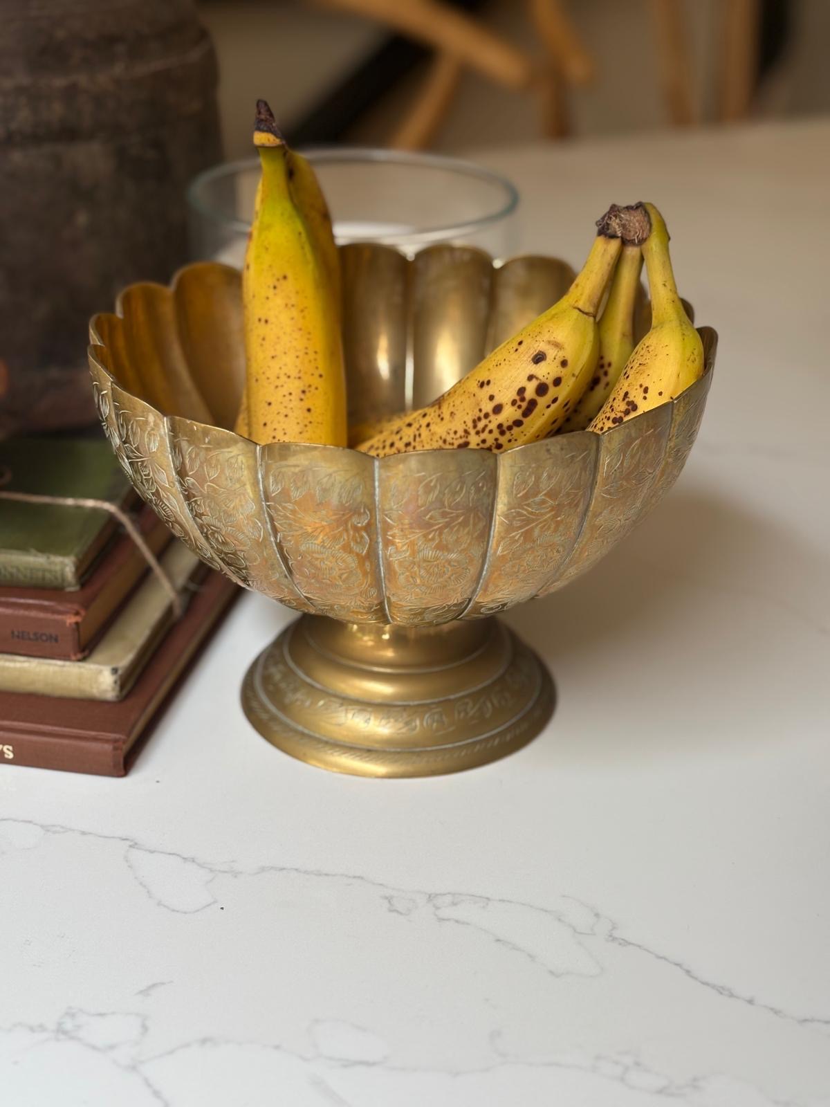 Vintage Brass scallop footed fruit bowl