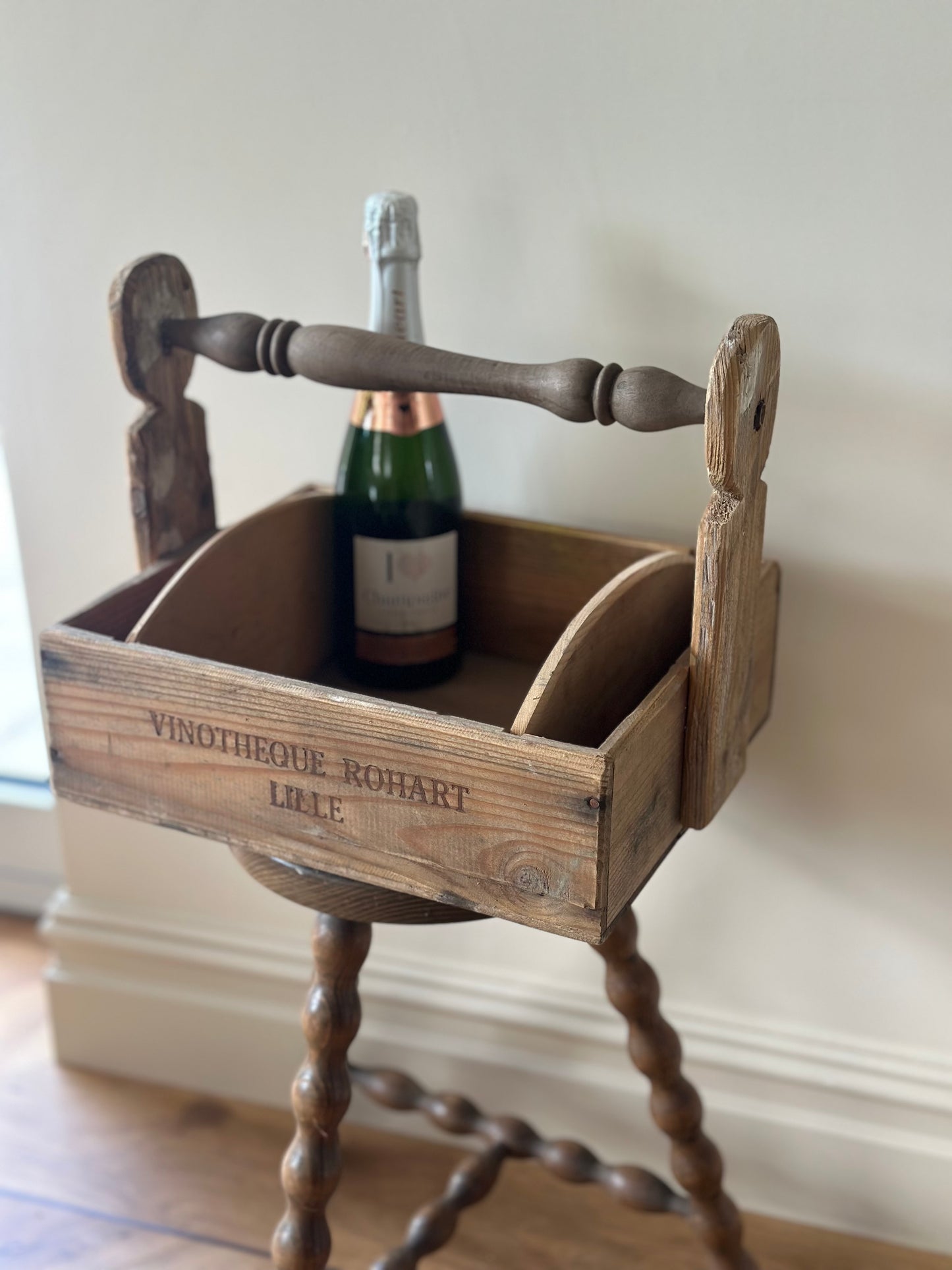 Vintage French Lille wooden trug removable sides