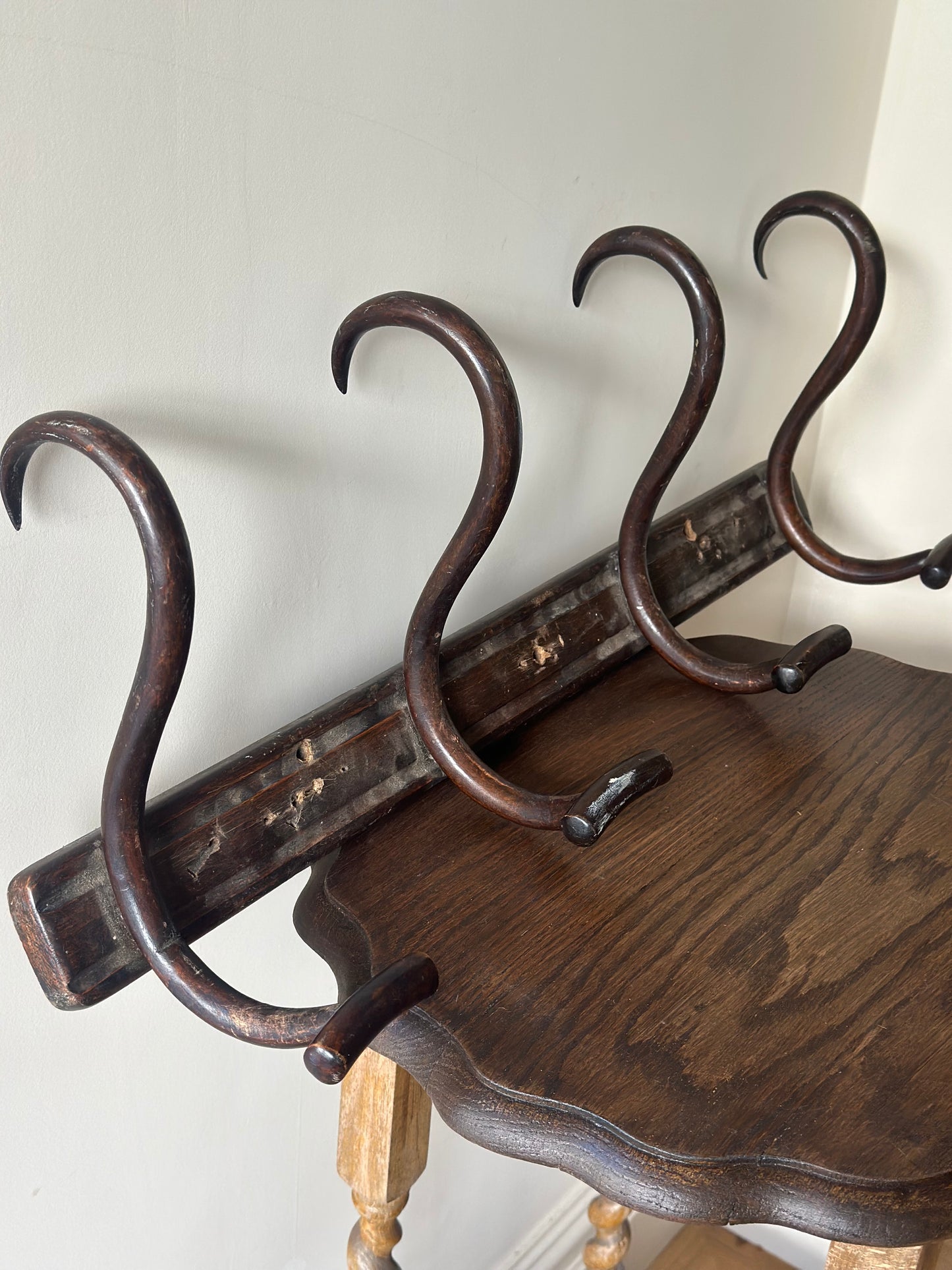 Victorian steam bent coat & hat wall mounted stand