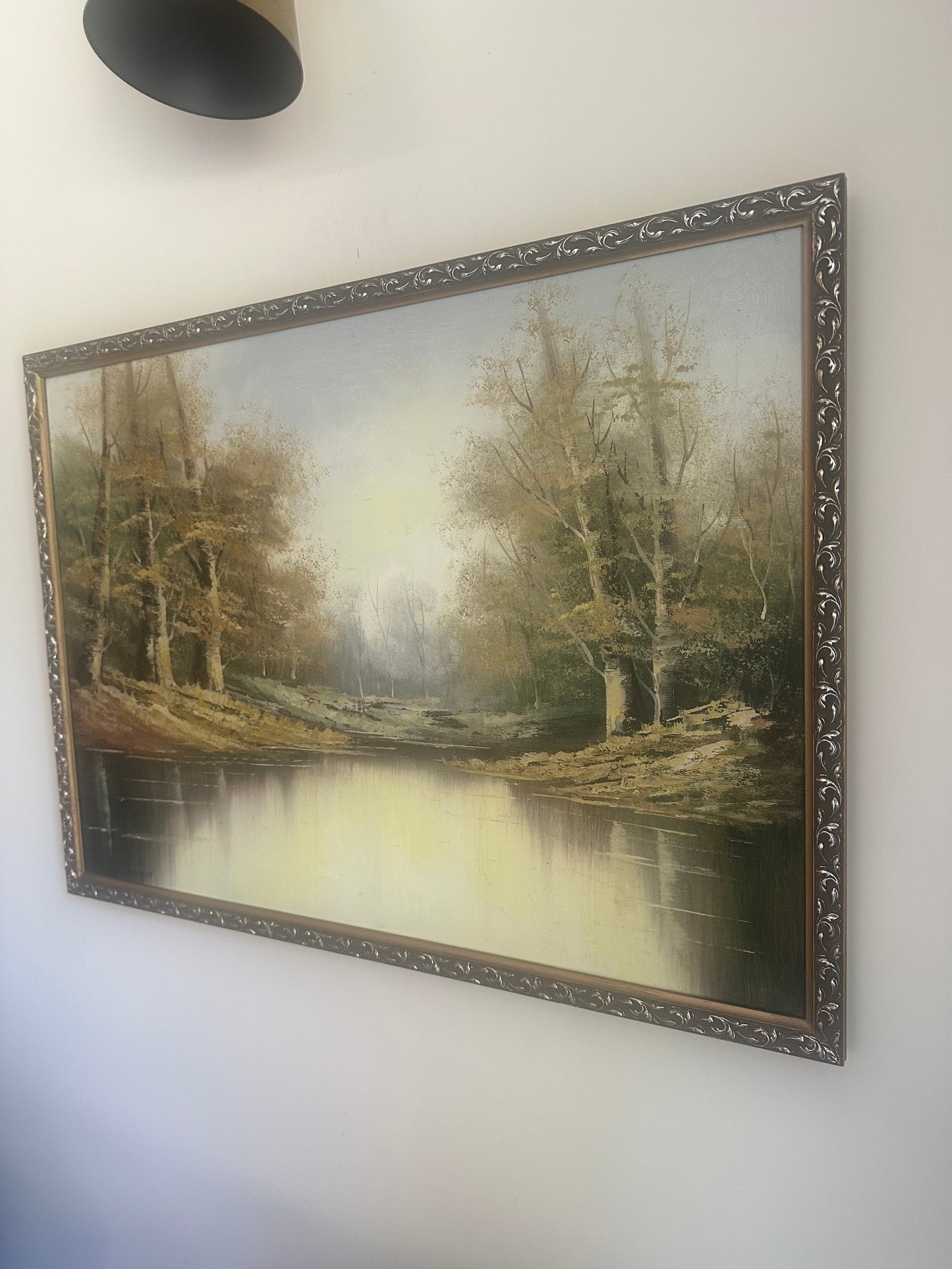 Large vintage country side painting signed framed