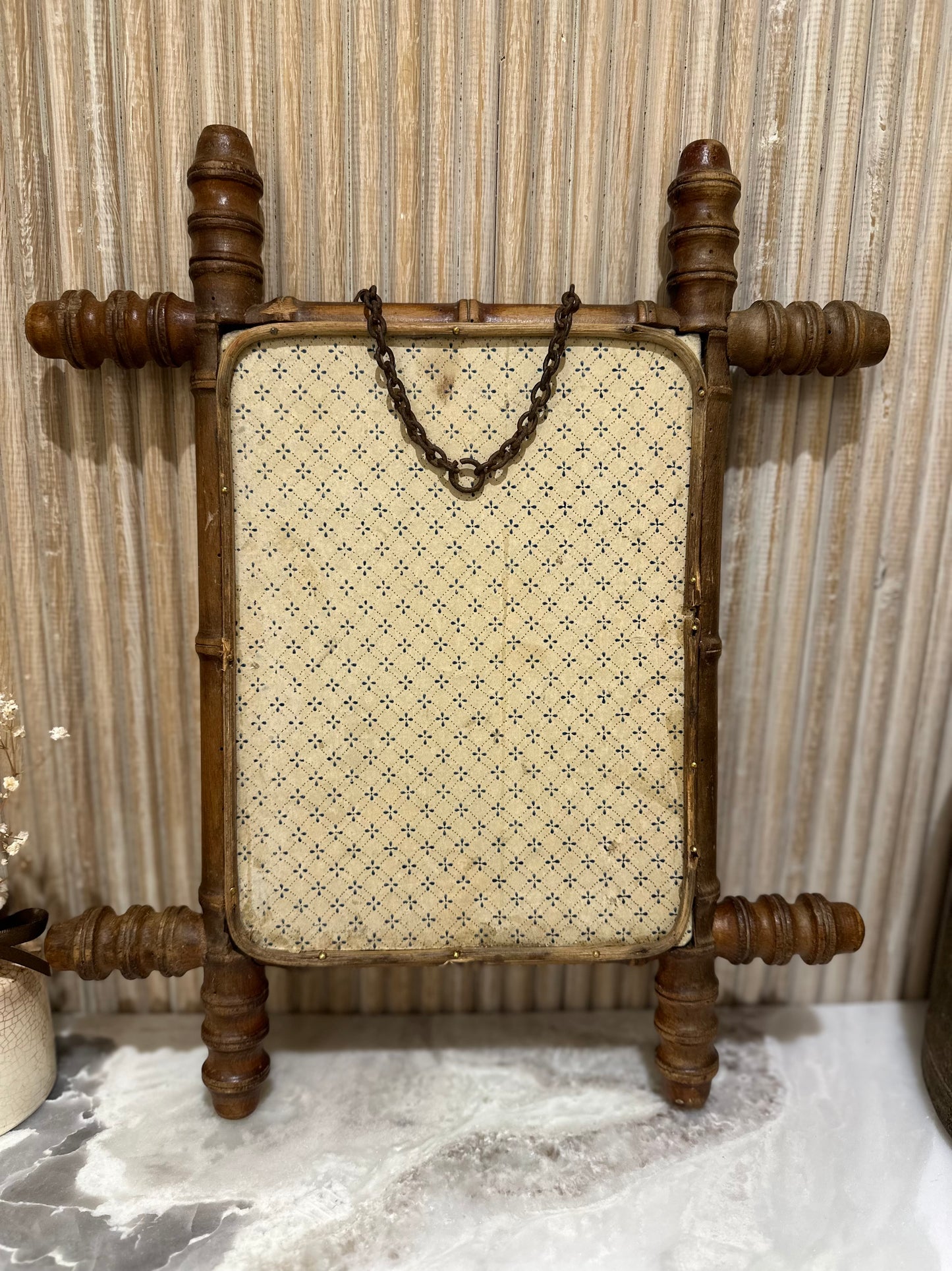 Small vanity French bamboo mirror vintage
