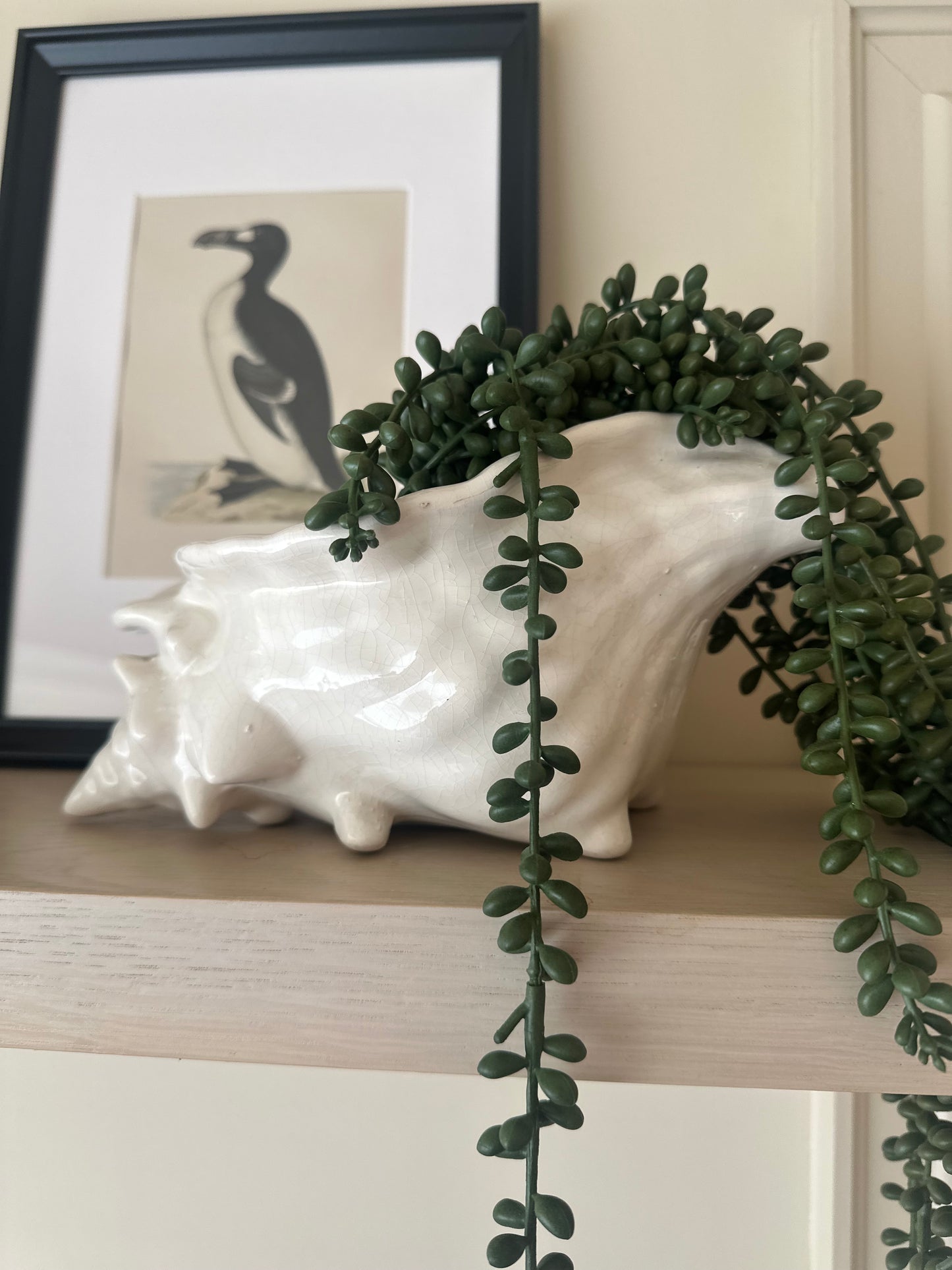 Vintage shell mantle planter