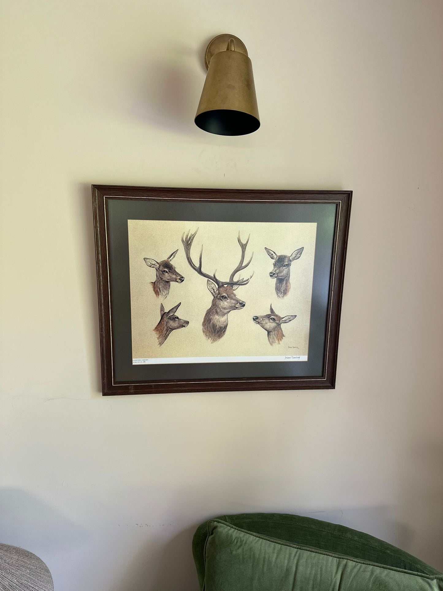 vintage limited edition deer print framed large