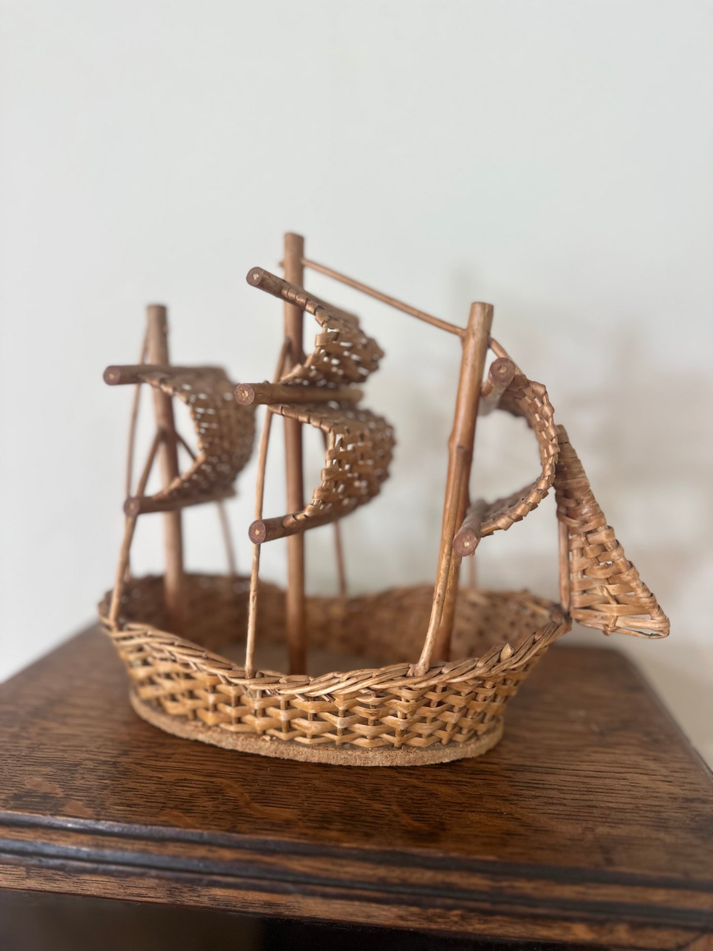 Vintage wicker rattan ship styling piece