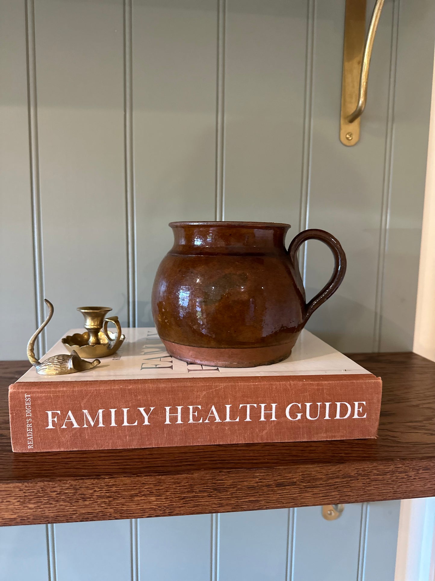 French glazed unusual belly jug