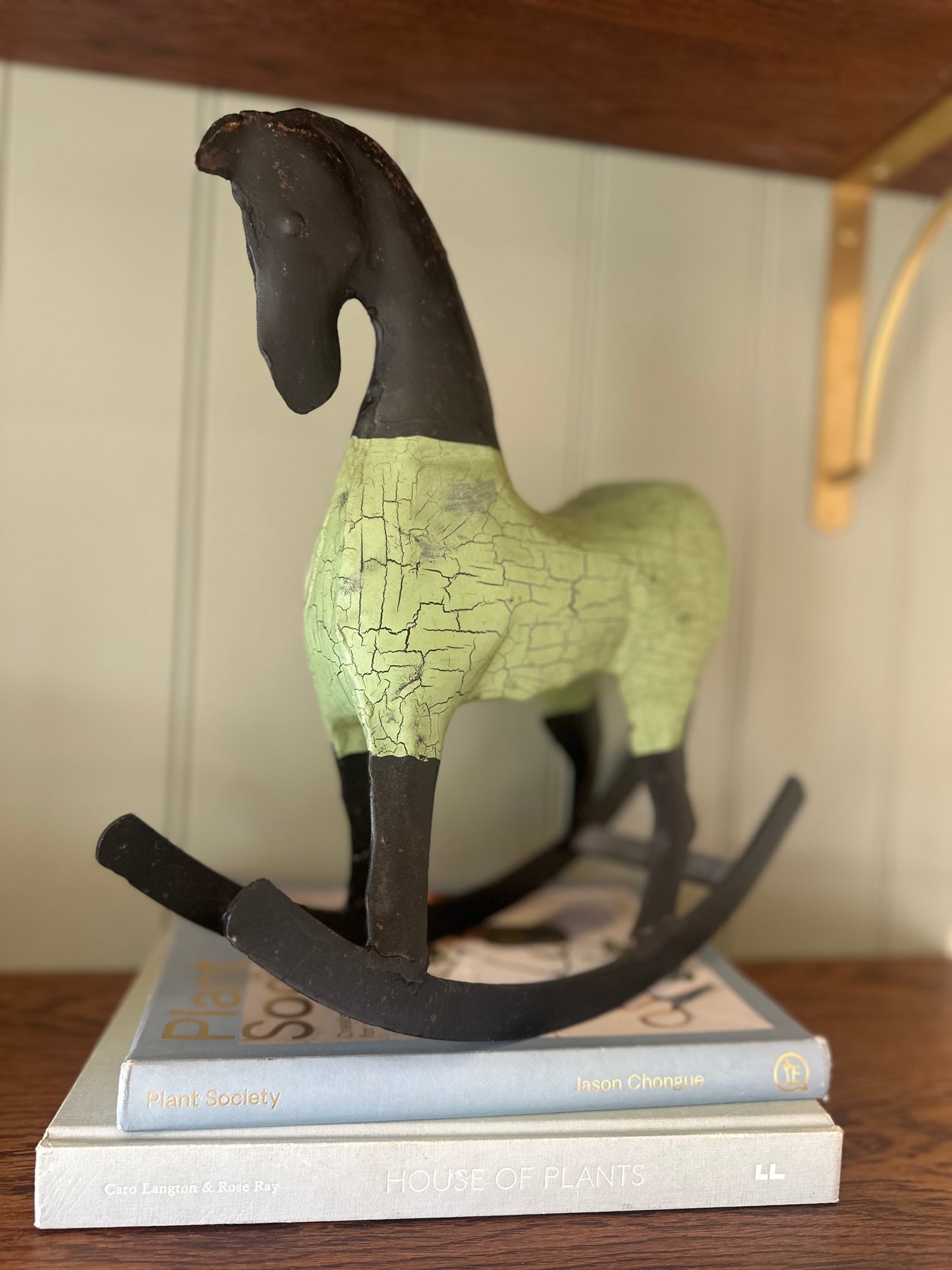 Vintage iron rocking horse styling piece