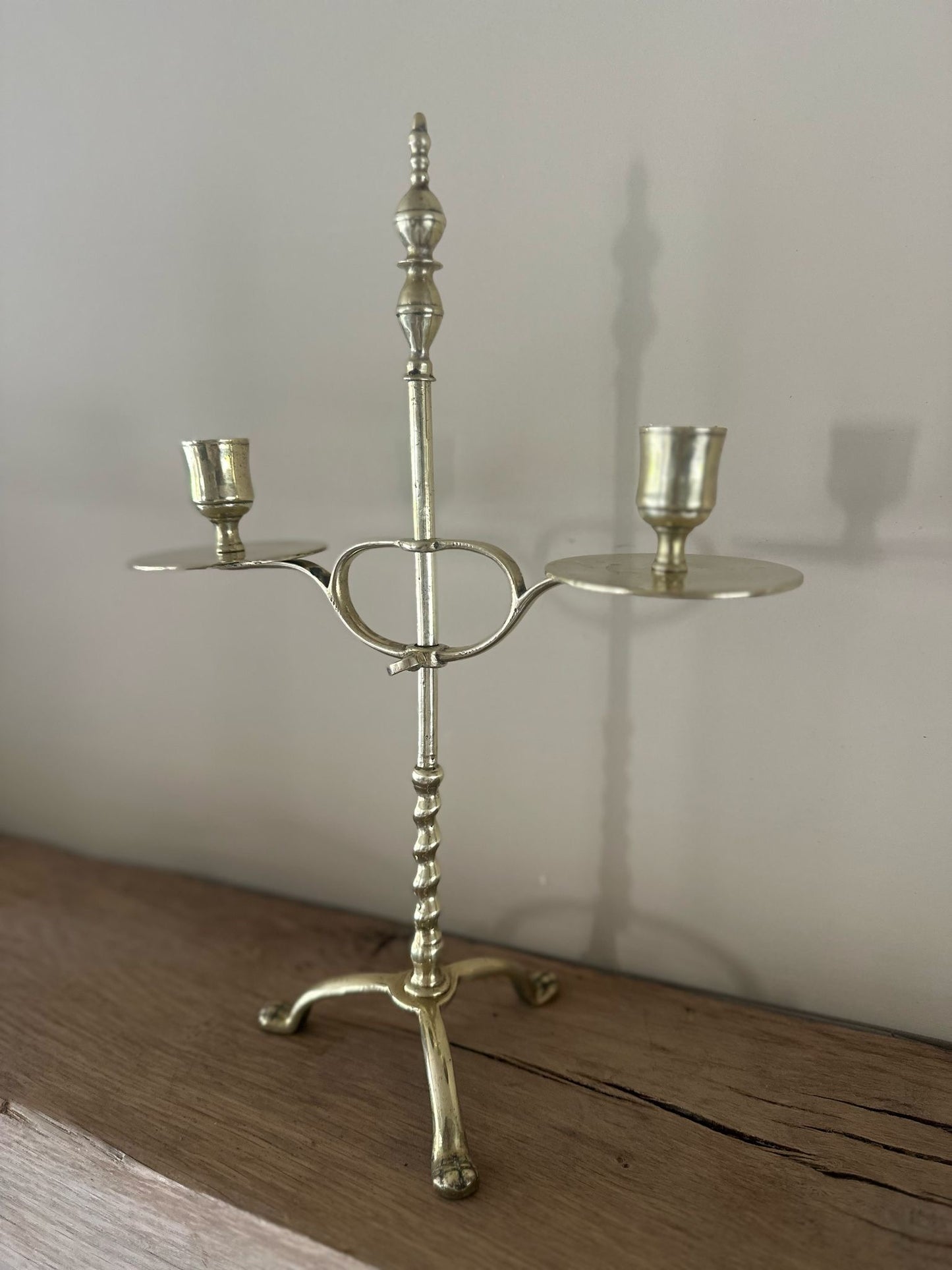 double candle stick holder brass vintage