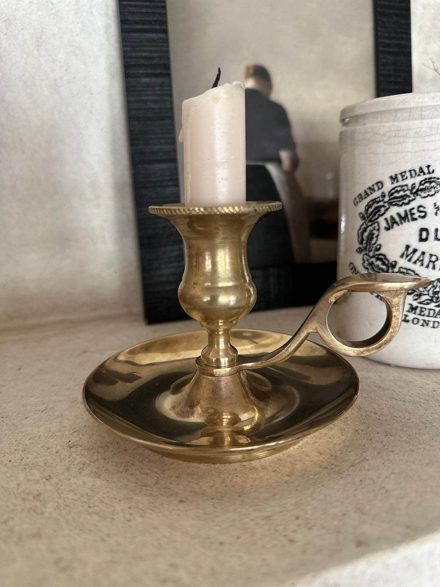 vintage brass chamberstick very heavy
