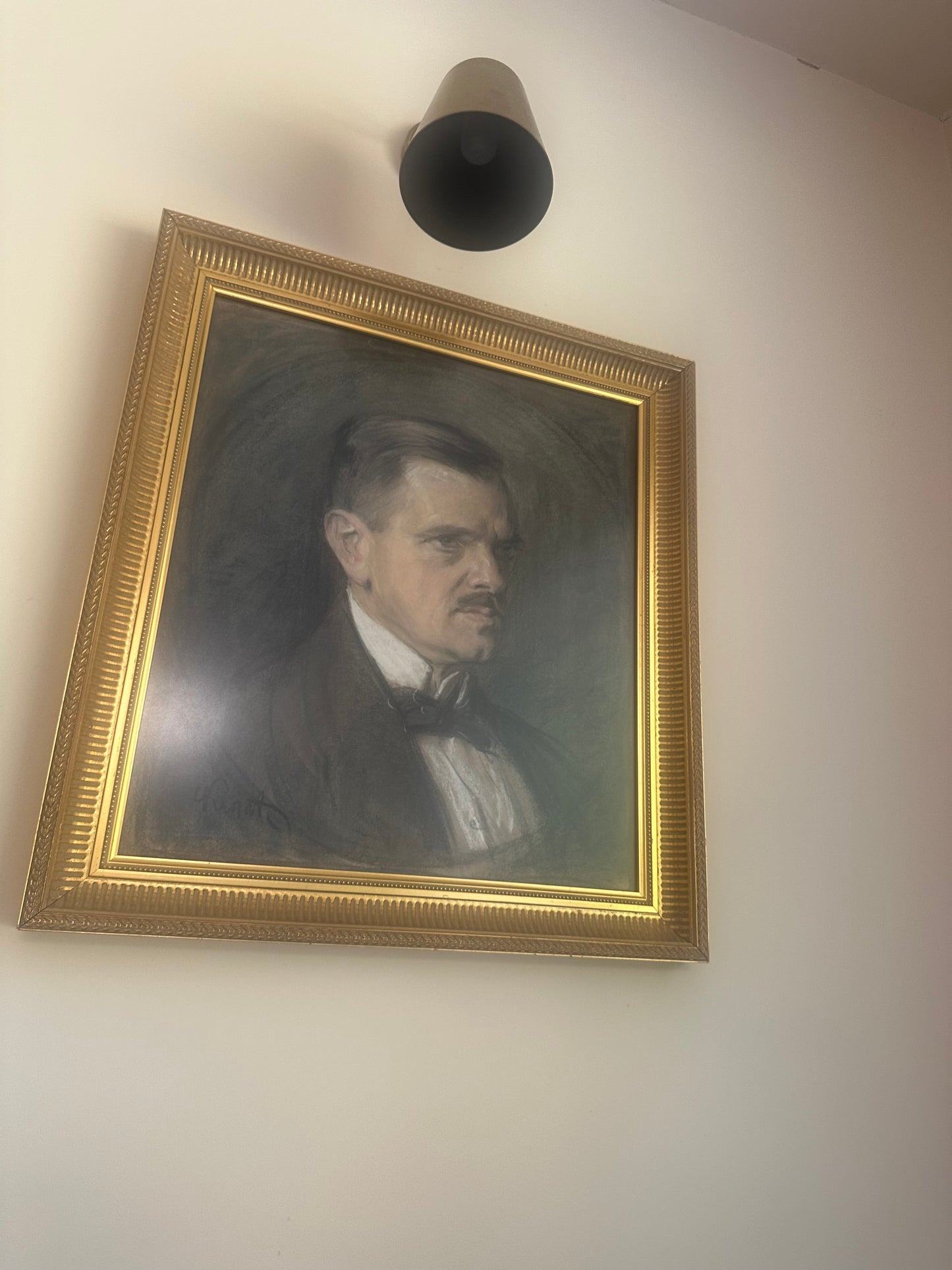Large framed chalk / drawing signed framed