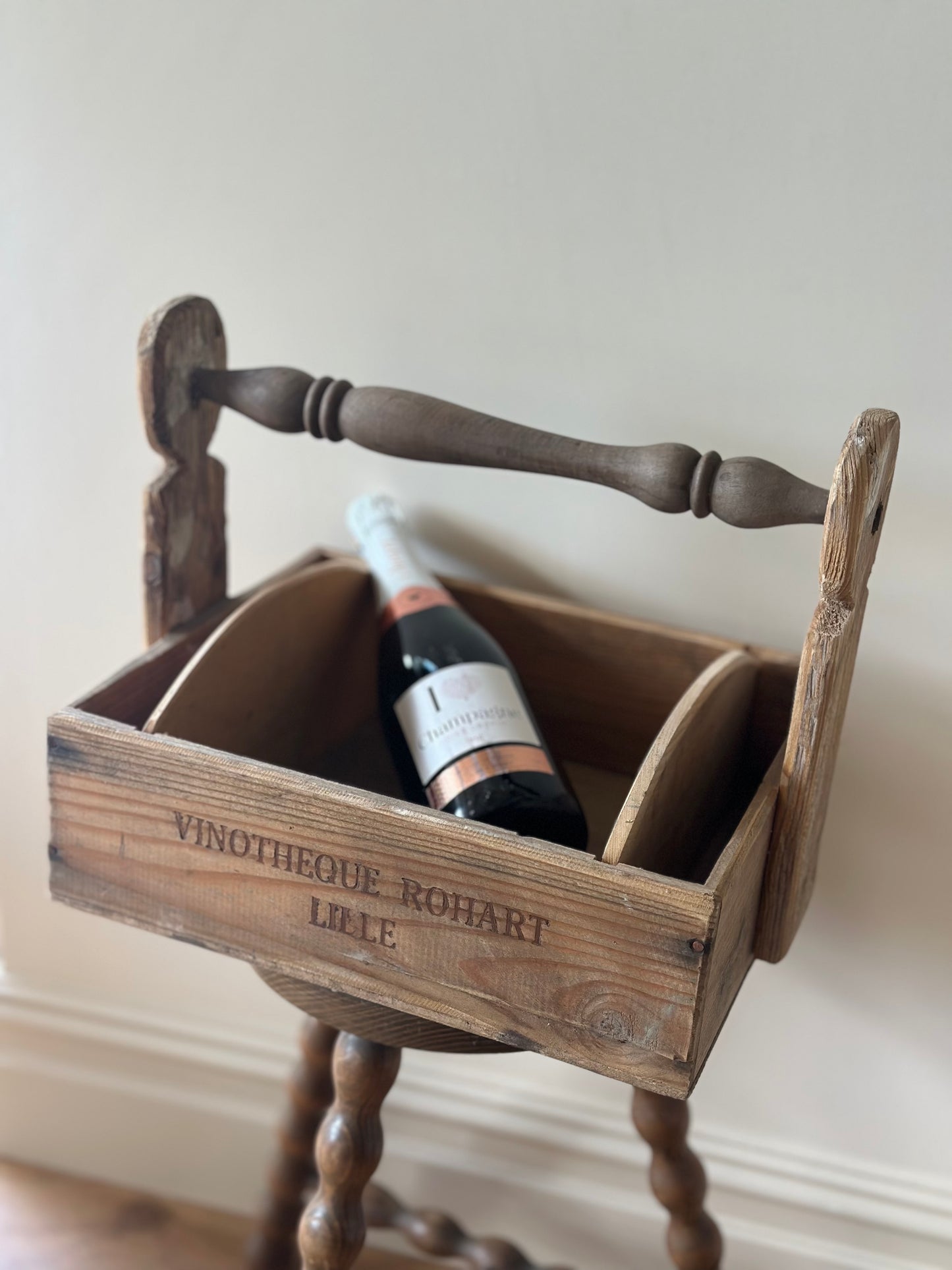 Vintage French Lille wooden trug removable sides