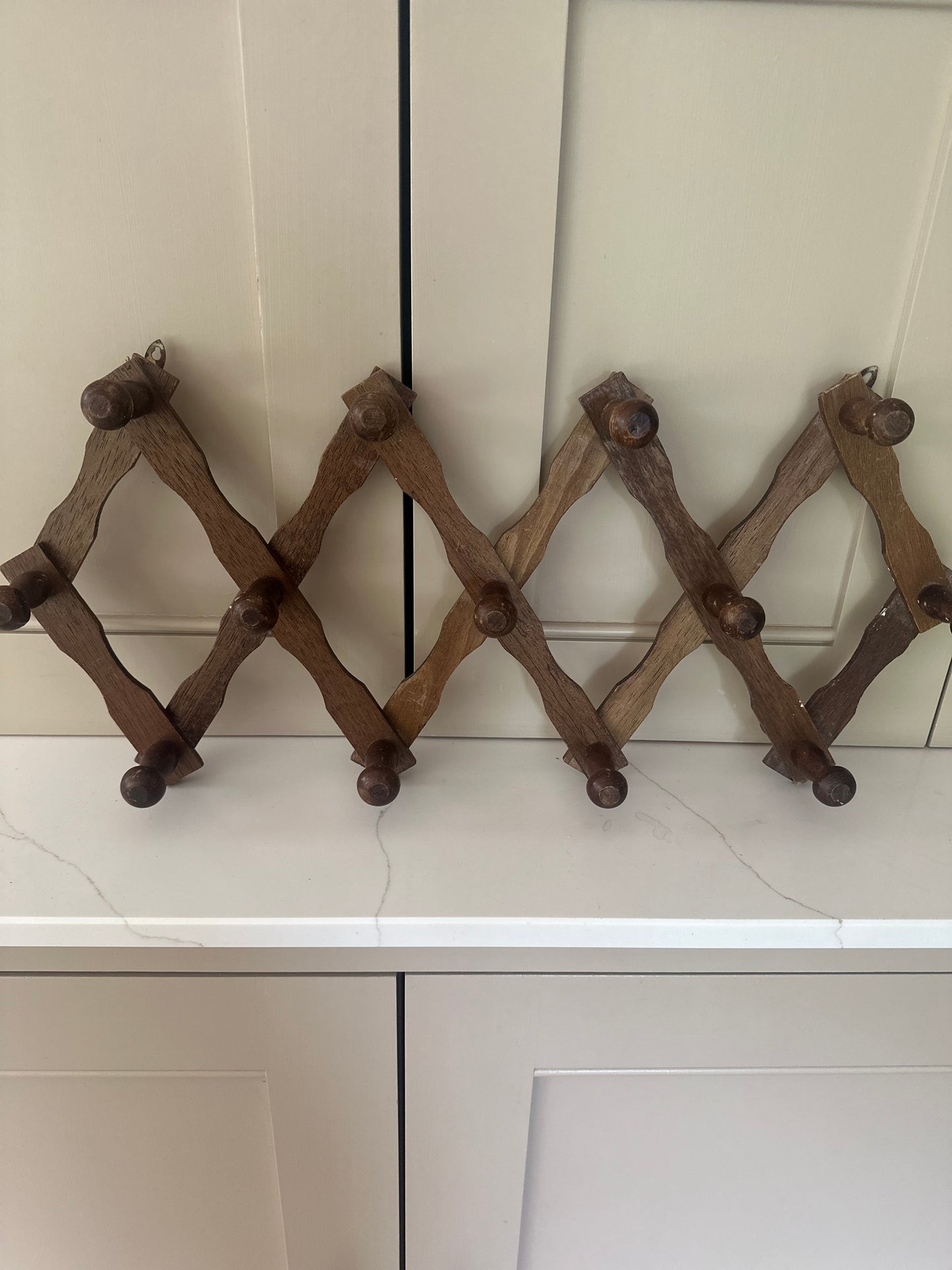 Vintage French expandable coat hooks wooden large