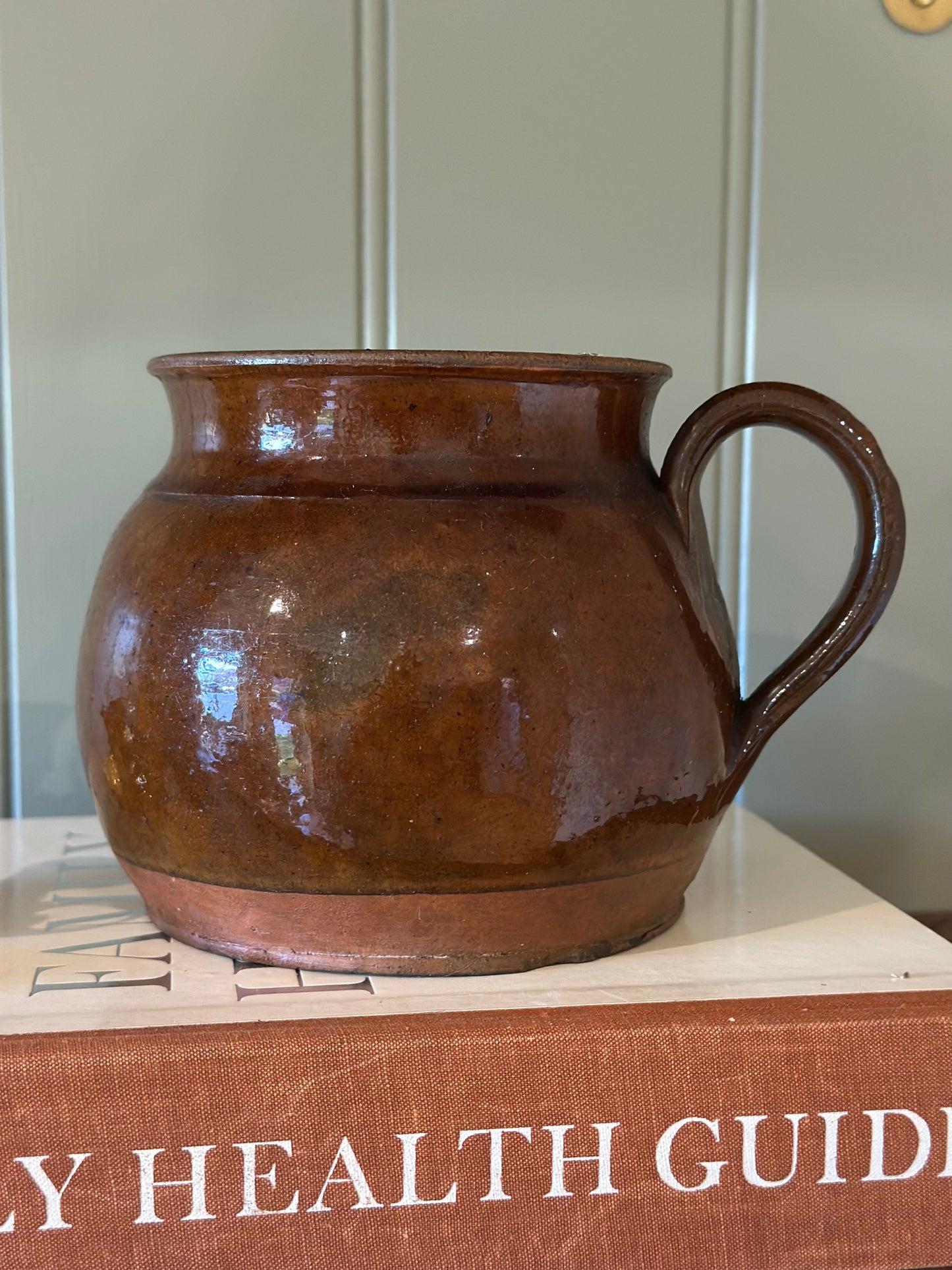 French glazed unusual belly jug