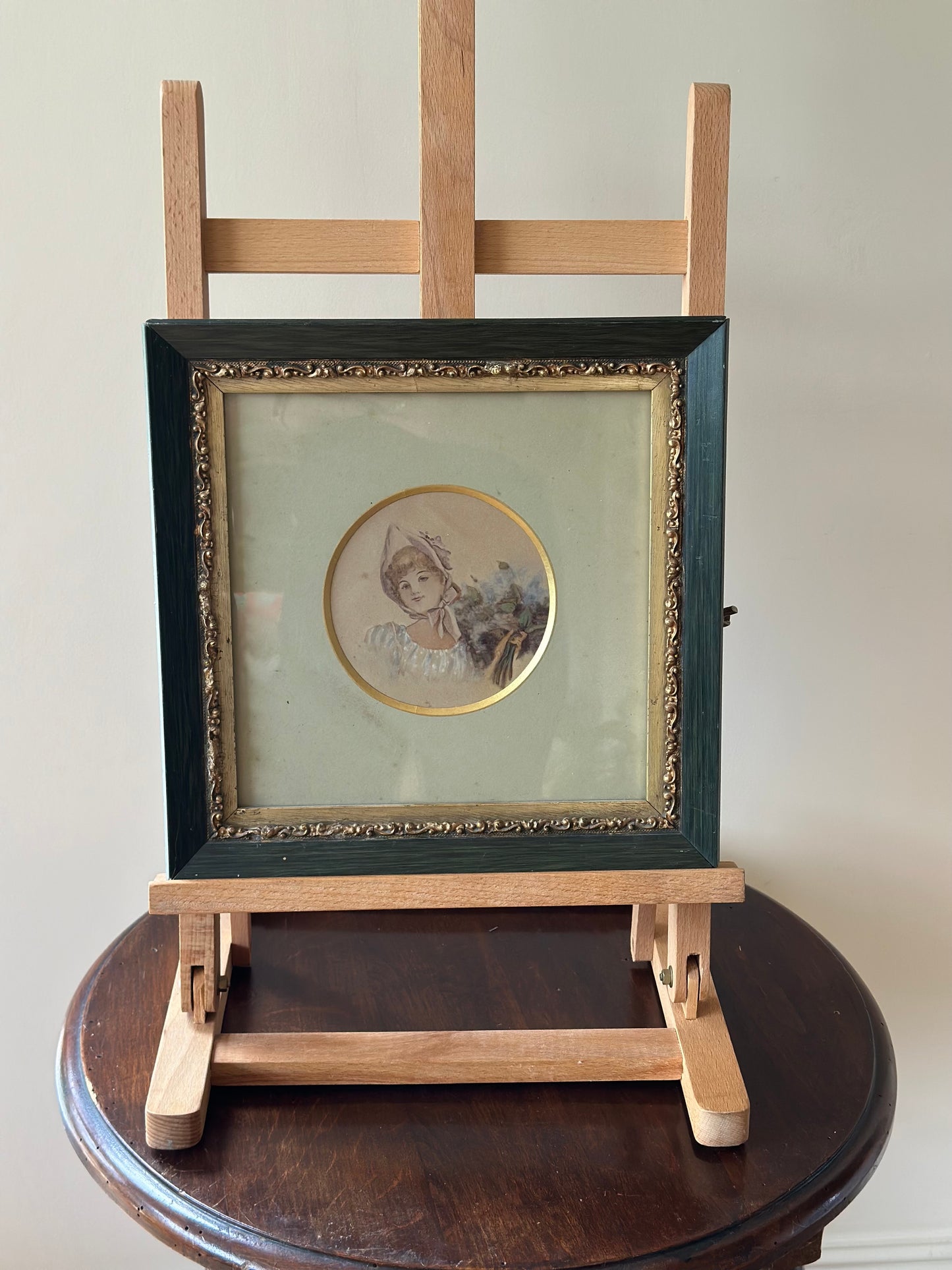 Victorian watercolour - young girl framed