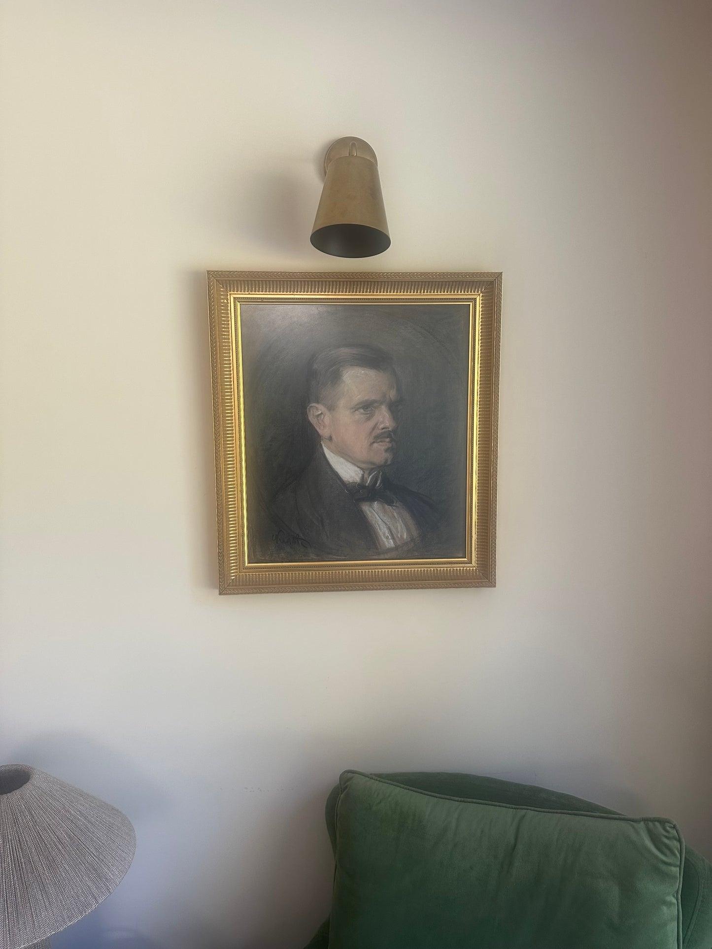 Large framed chalk / drawing signed framed