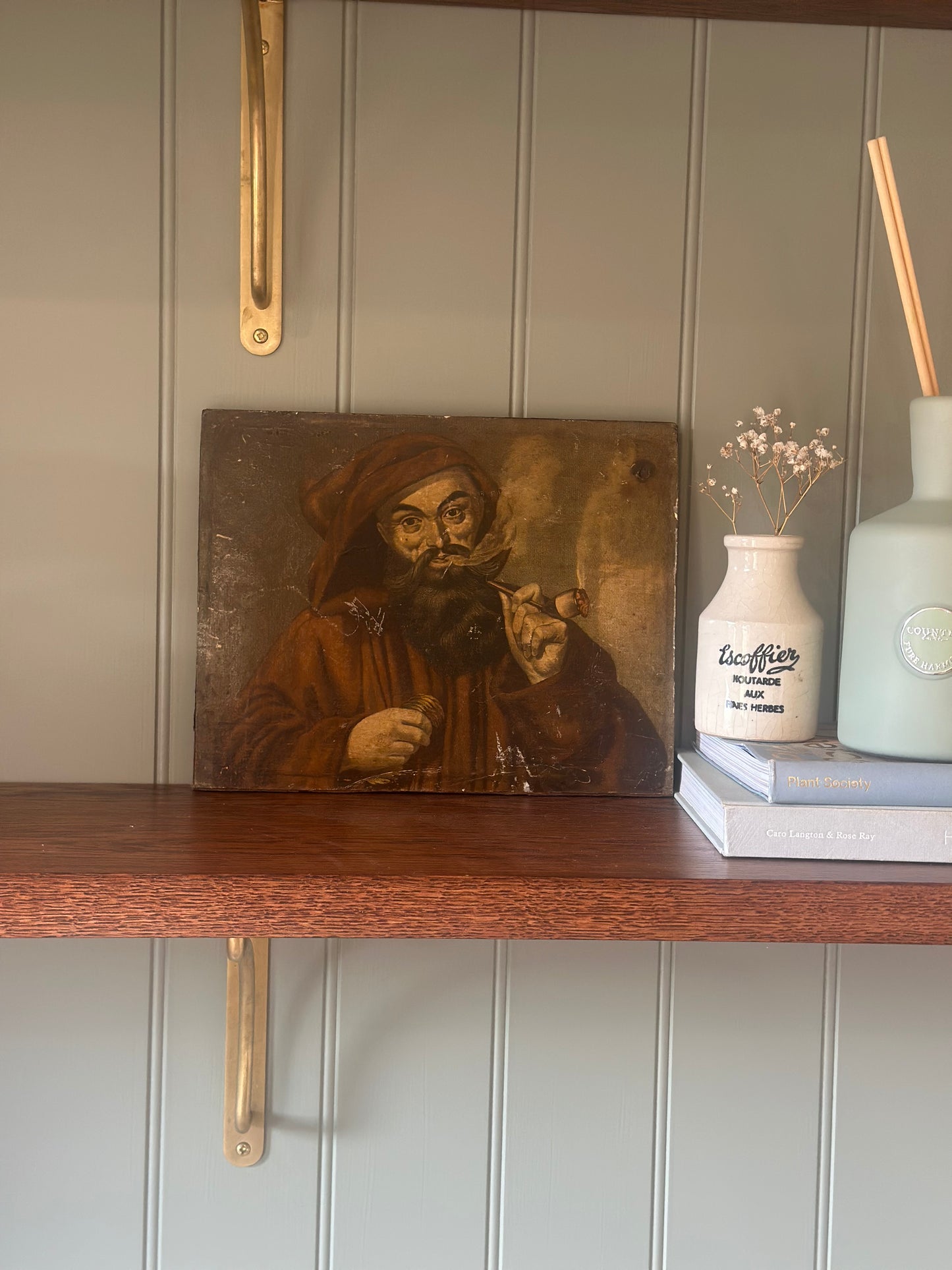 Vintage wooden board picture shelf styling piece
