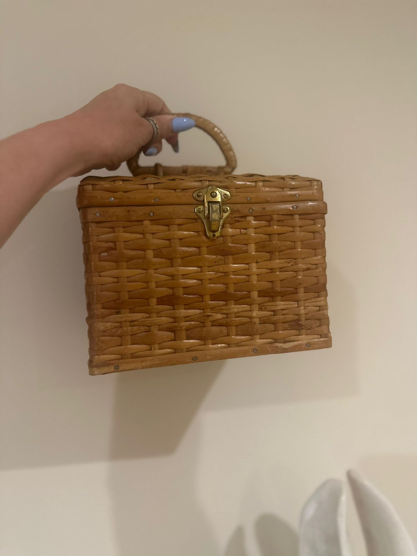 vintage wicker storage box - handbag French