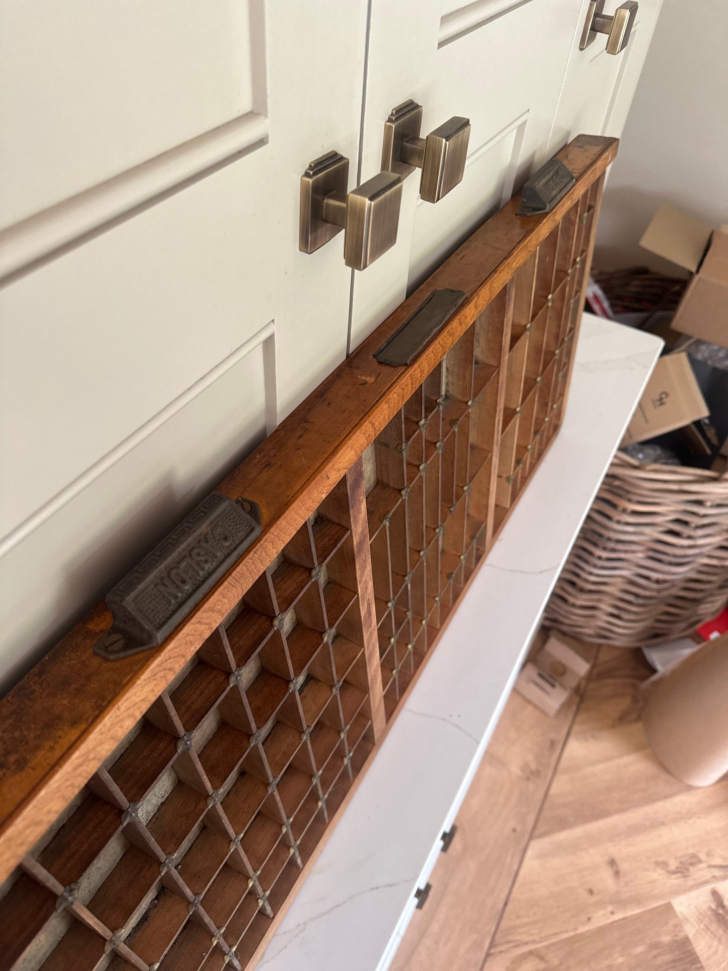 Vintage Letterpress Wooden Printers Tray Curios Display - large