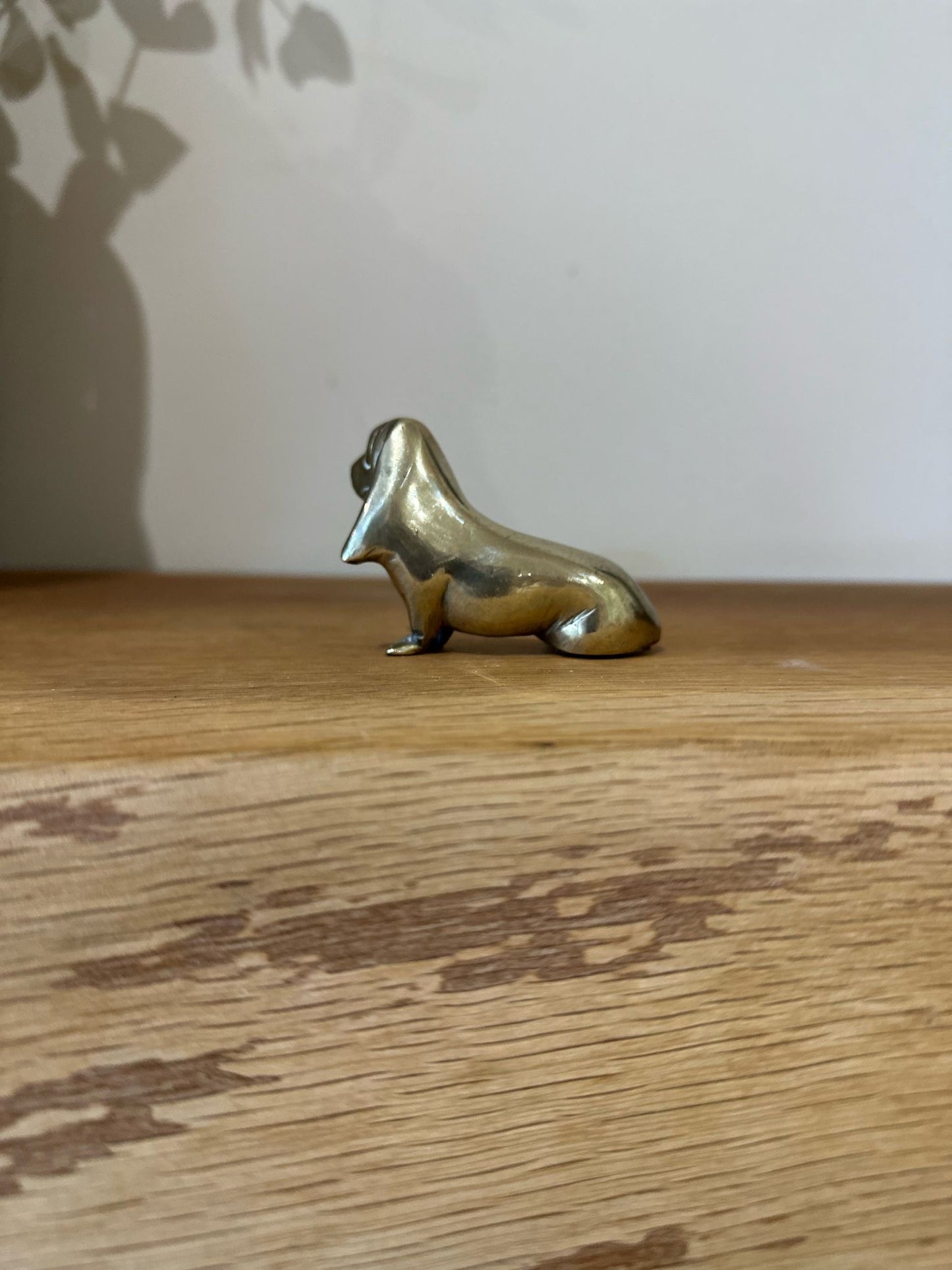 basset hound vintage brass paperweight