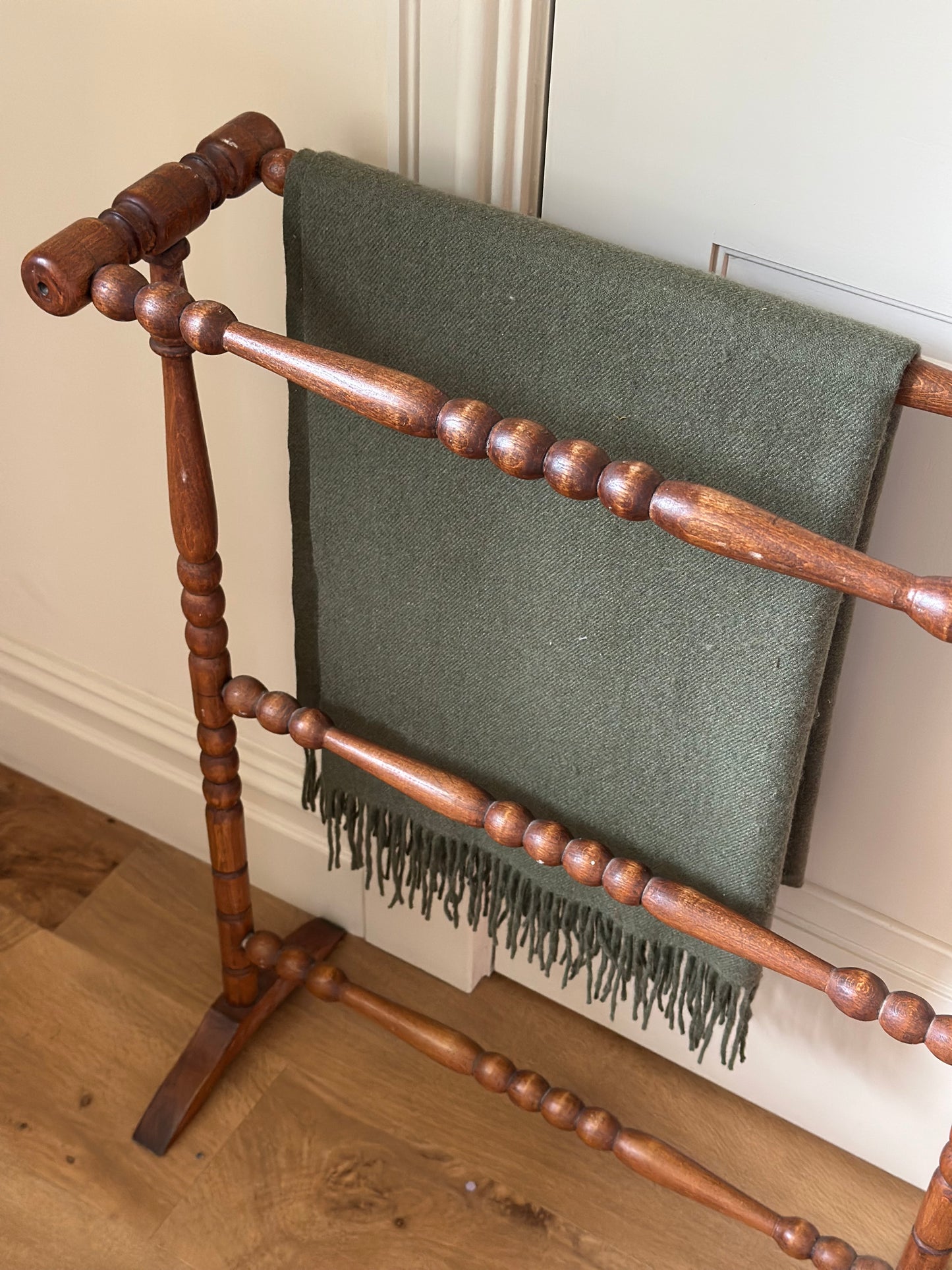 Vintage French bobbin towel blanket rail