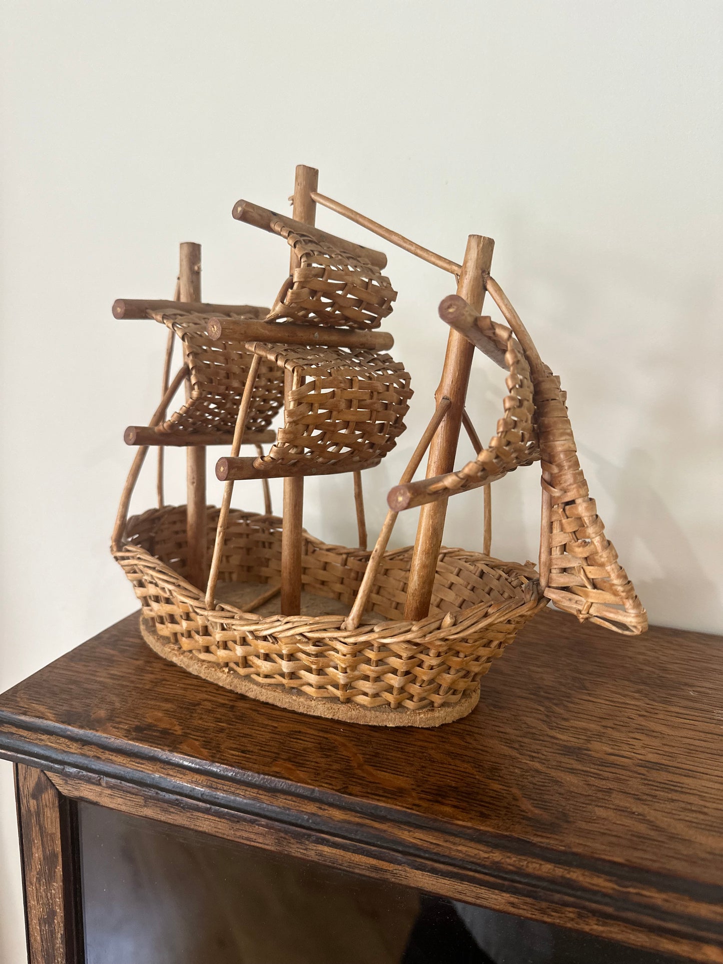 Vintage wicker rattan ship styling piece
