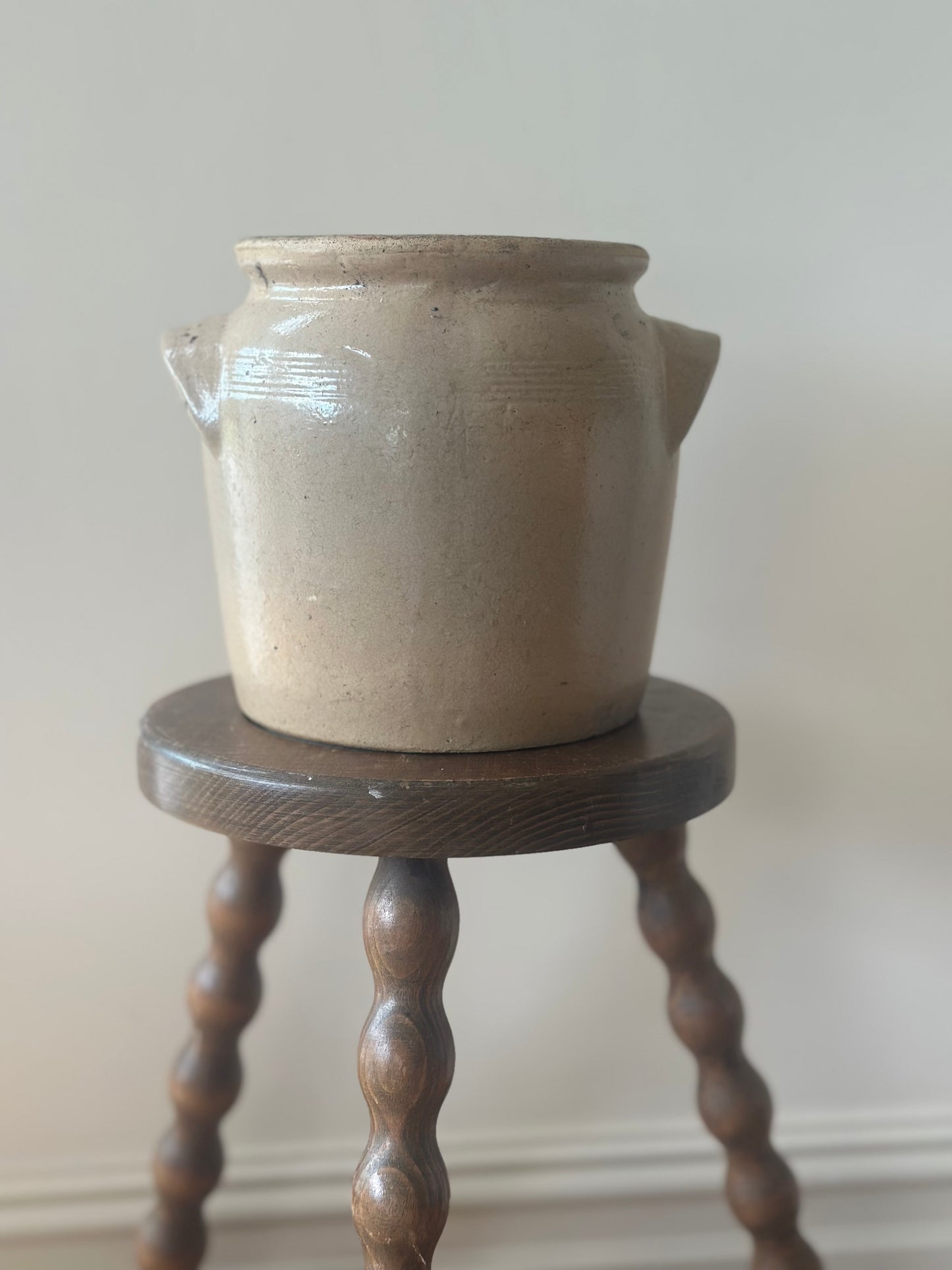 Vintage French cream confit pot - medium